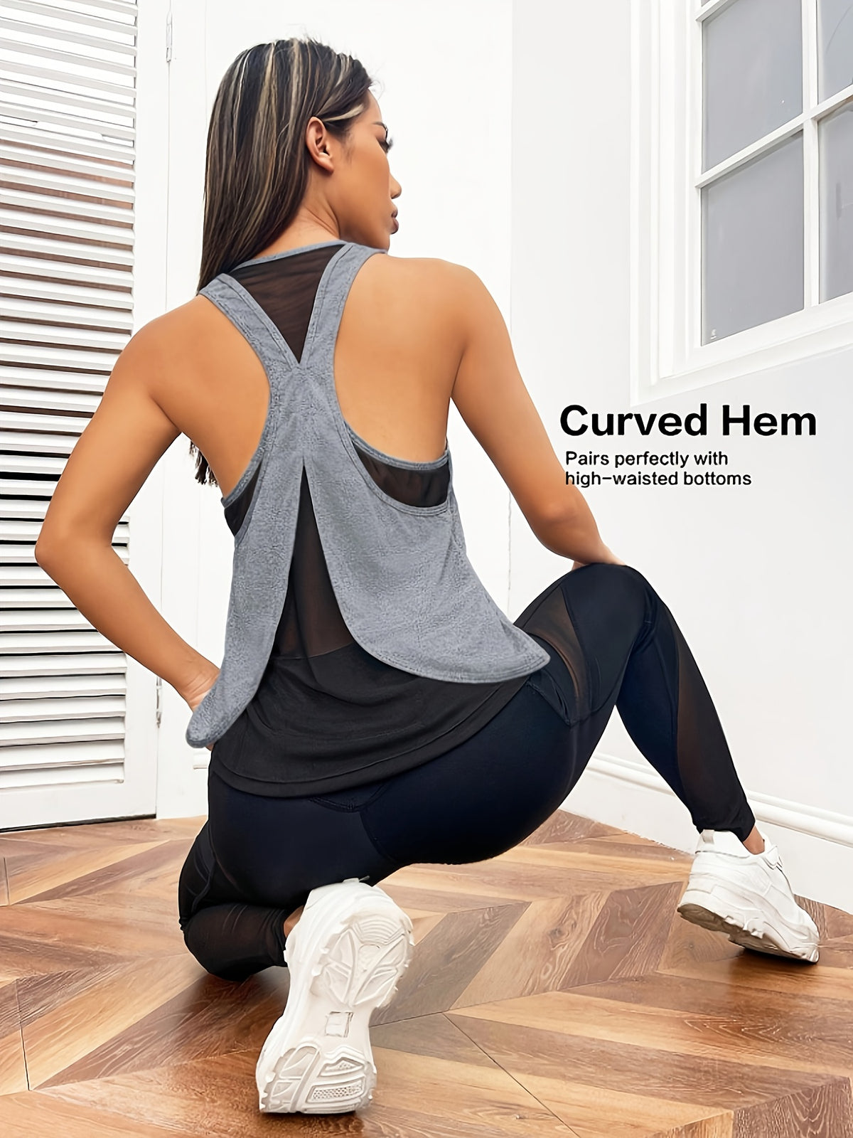 Twist Back Sports Tank - Grey