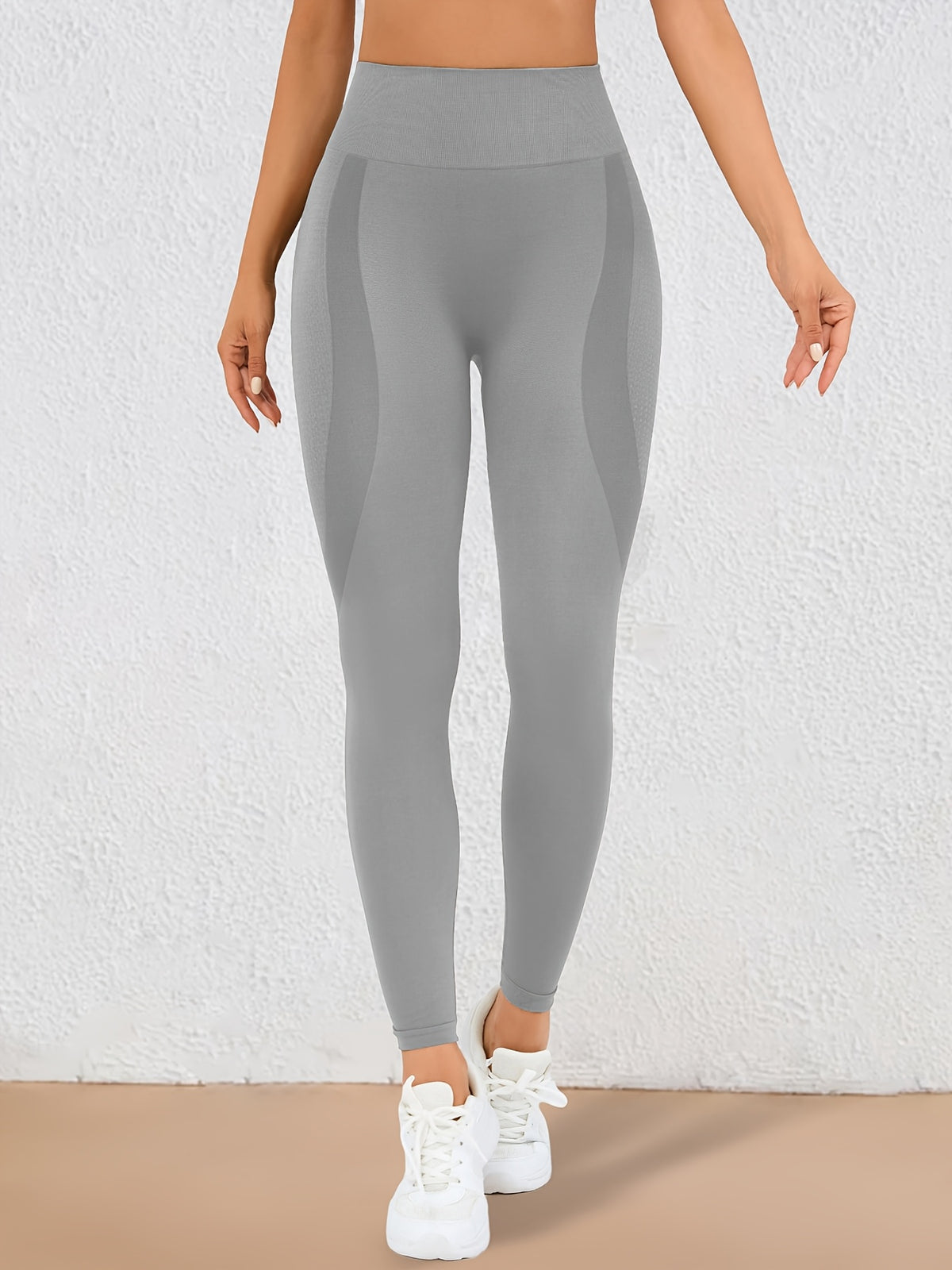 Wide Waistband Lifting Leggings - Grey