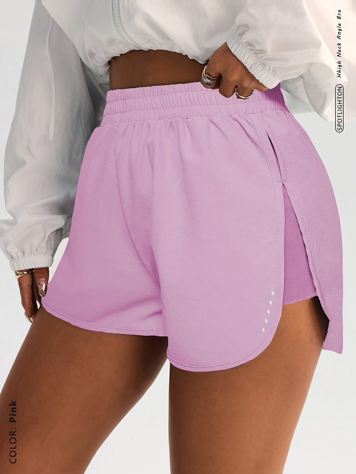 Curved Hem Running Shorts - Pink Red