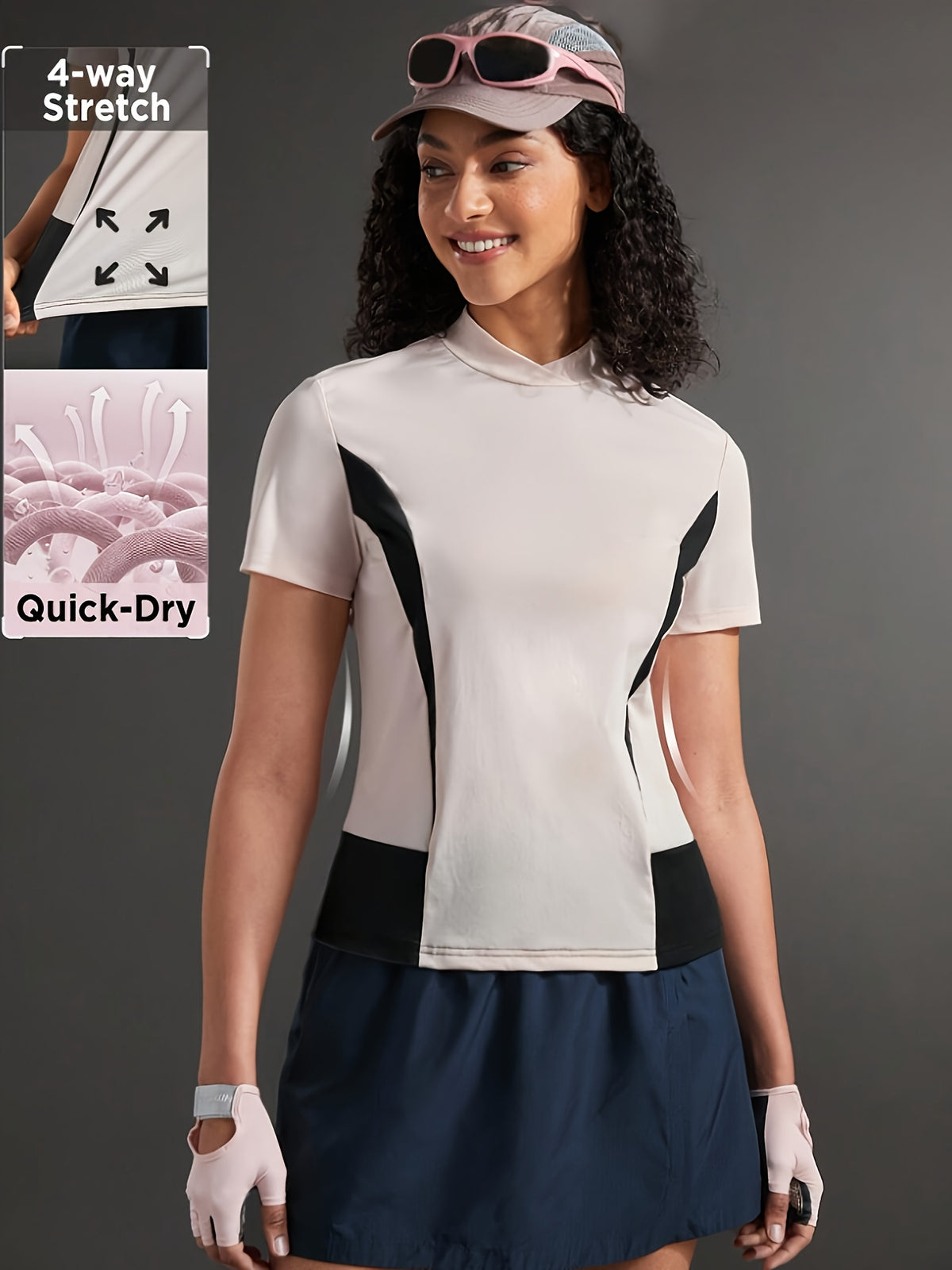 Colour Block Crossover Neck Tee - White & Black