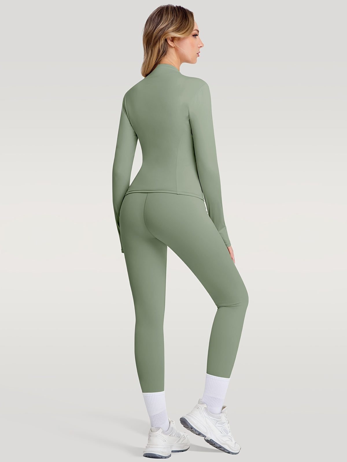 Figure Hugging Jacket & Pants Set - Green