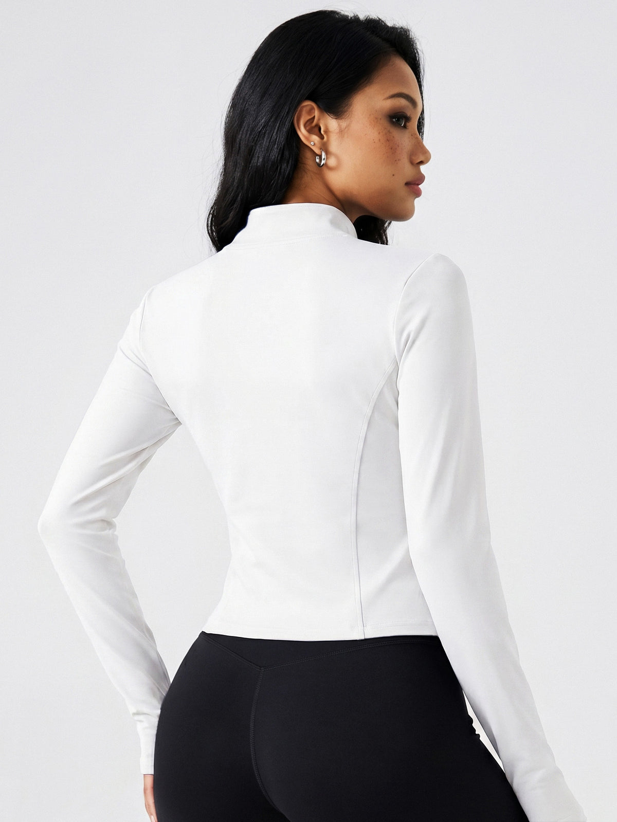 Fitted Gold Zip Jacket - White