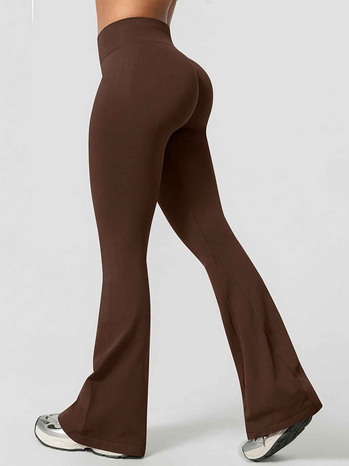 High Waist Lifting Flare Leggings - Mocha Brown