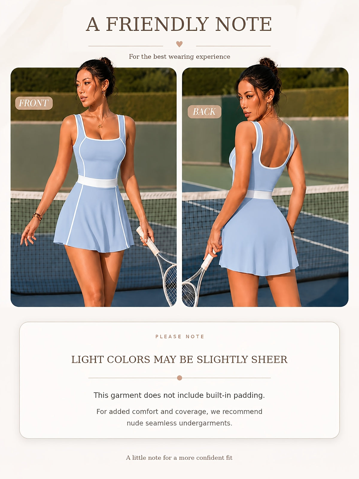 Square Neck Tennis Dress - Light Blue