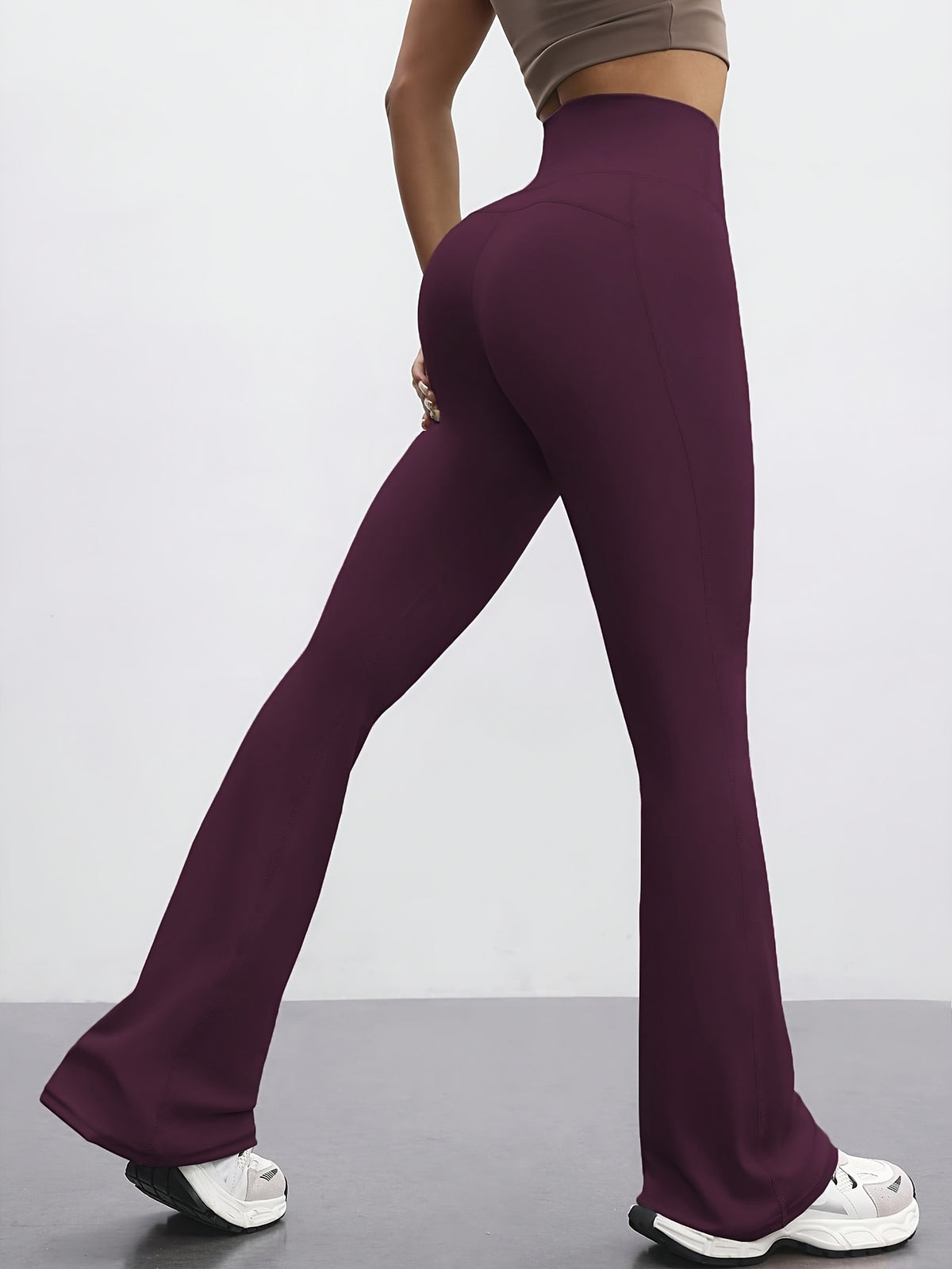 High Waist Flare Pants - Grape Purple