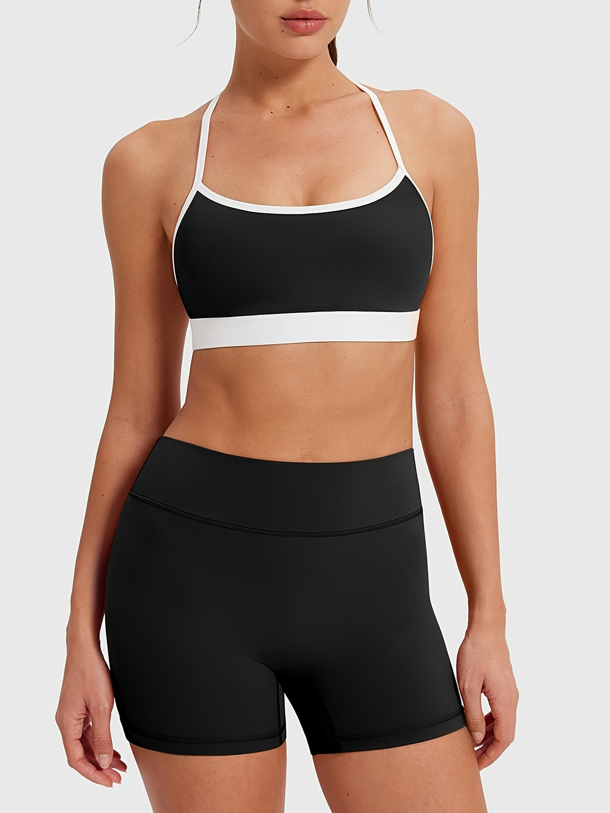Halter Neck Tank & Lifting Shorts Set - Black