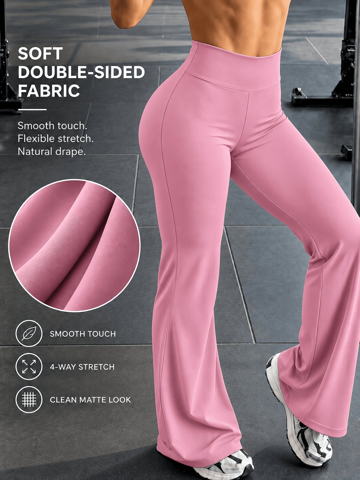 High Stretch Wide Leg Tummy Pants - Hot Pink