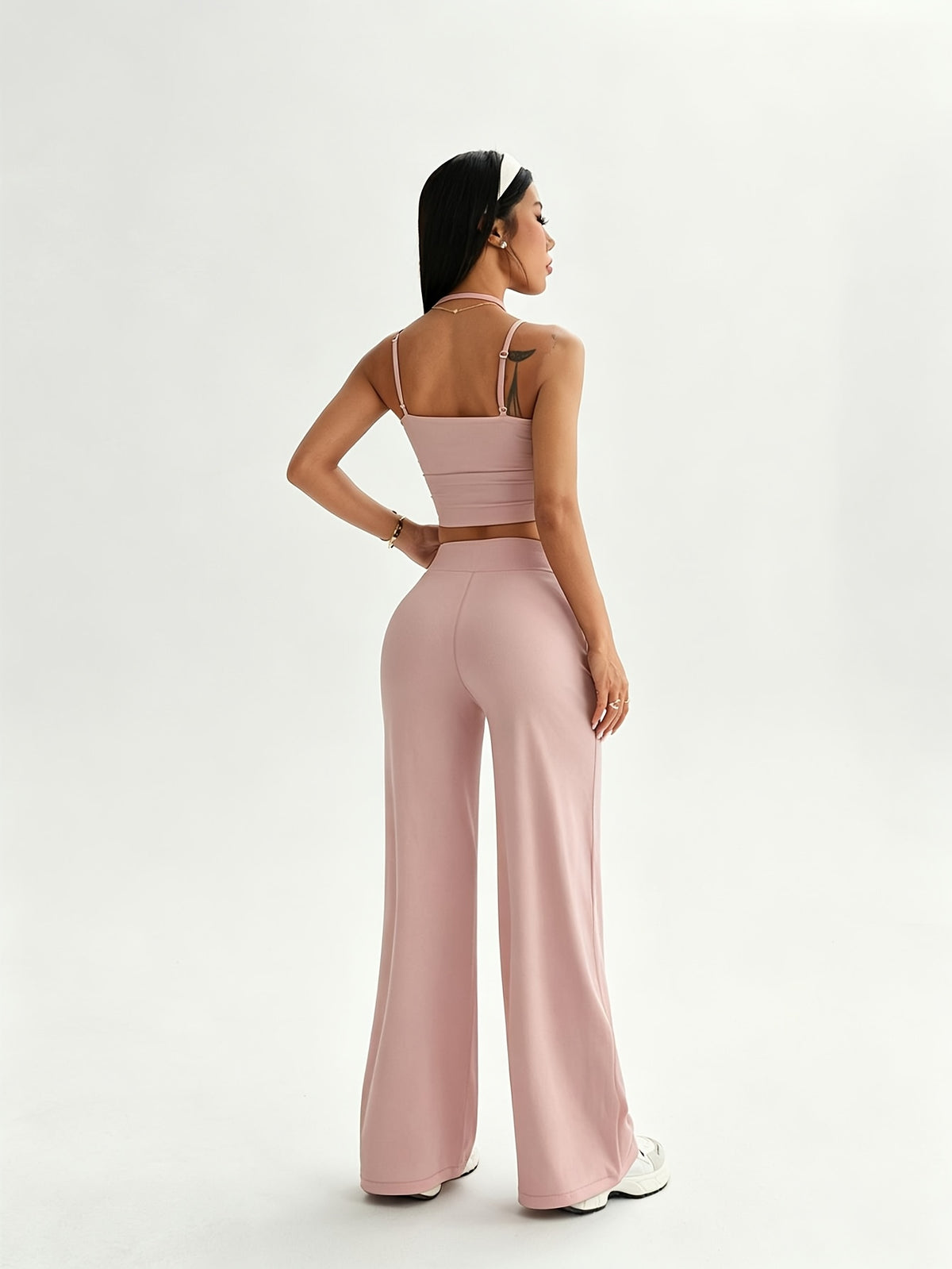 Camisole & Wide Leg Pants Set - Pink Red
