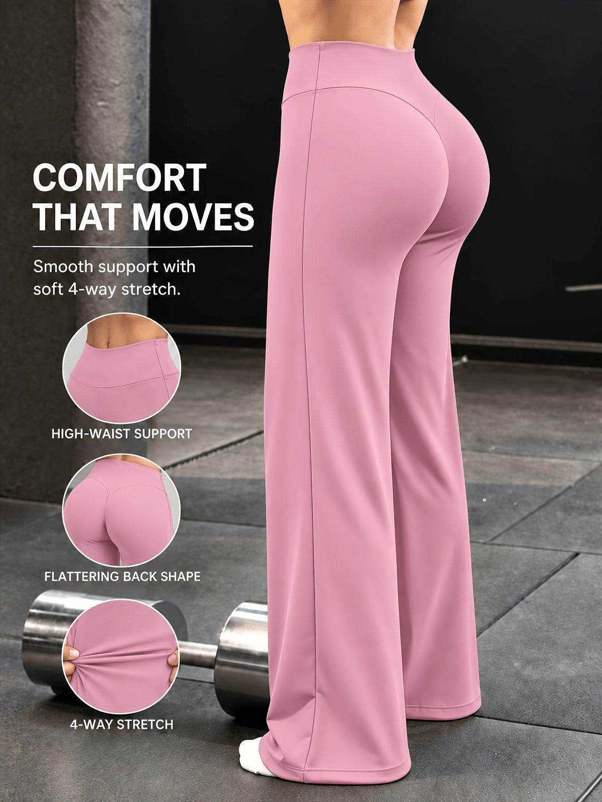 High Stretch Wide Leg Tummy Pants - Hot Pink