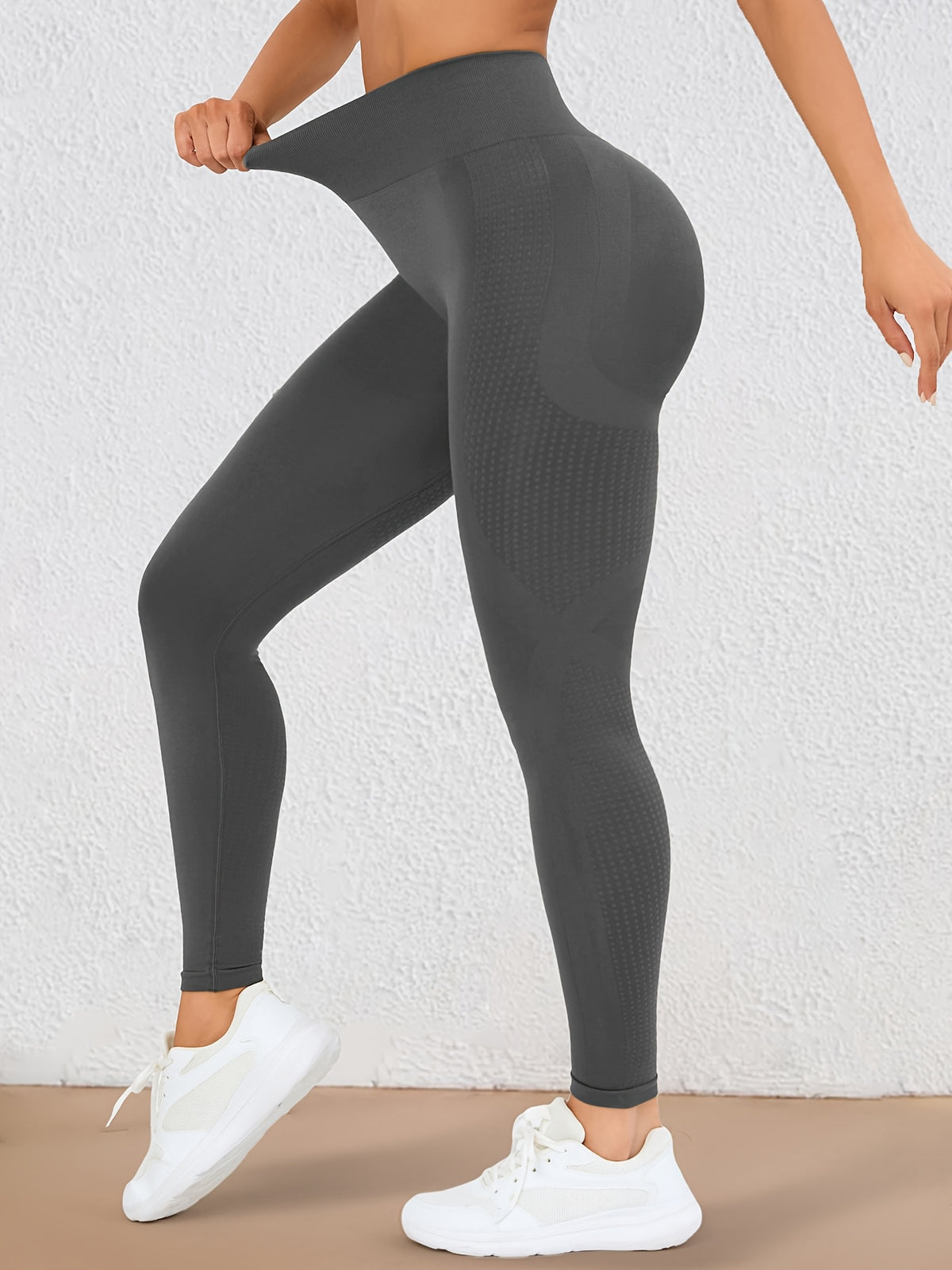 Wide Waistband Lifting Leggings - Dark Grey