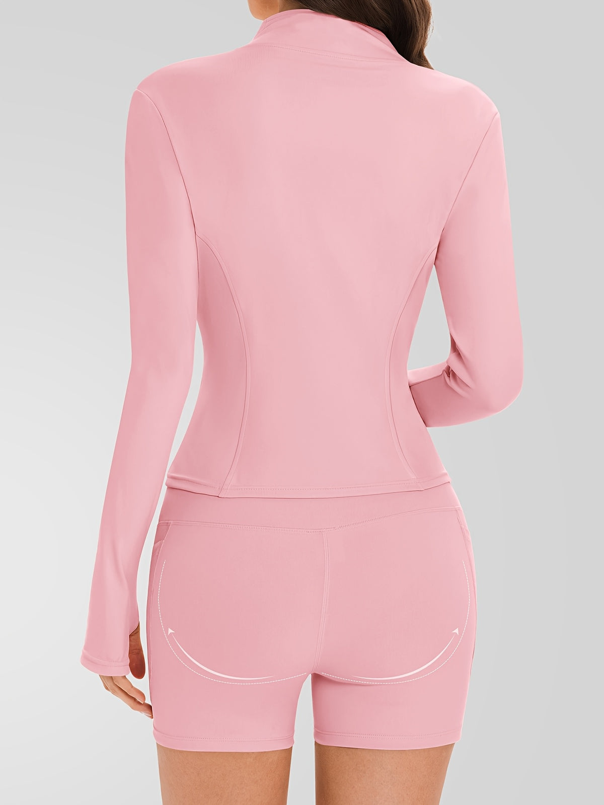 Zip Jacket & Pocket Shorts Set - Pink