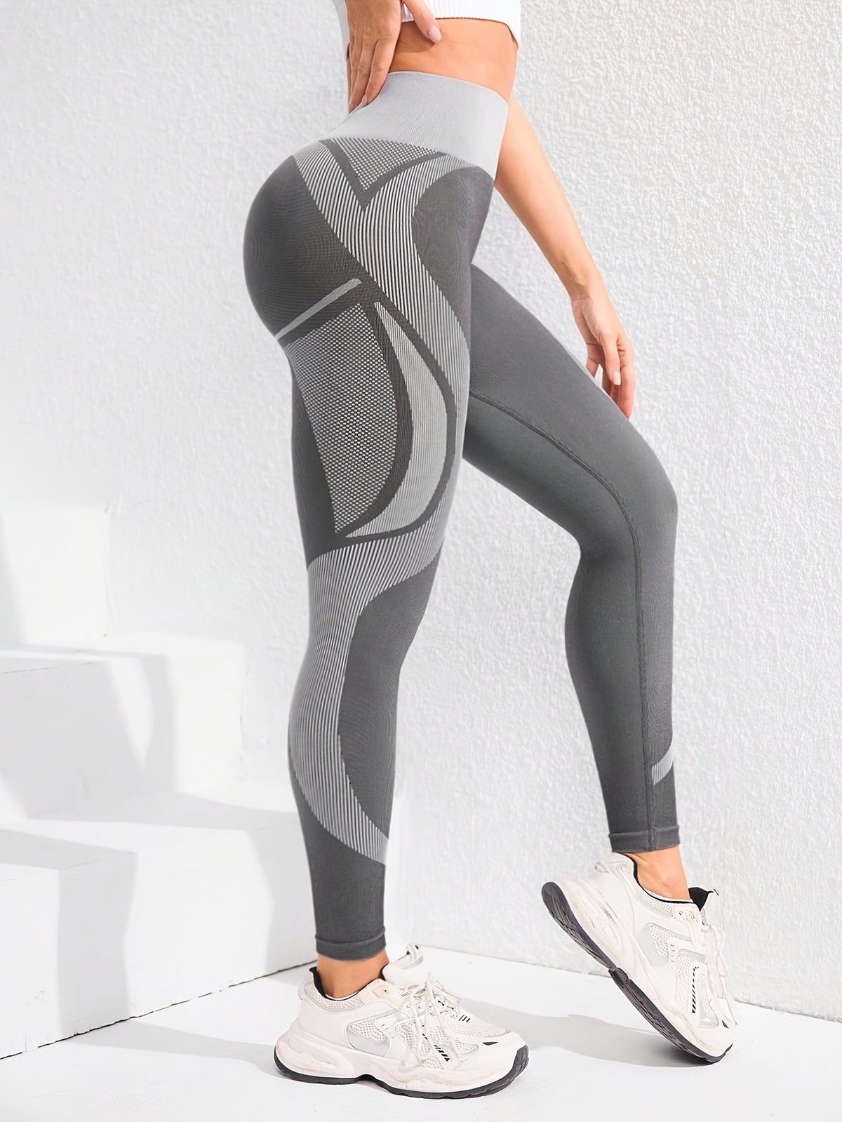Contrast Panel Sculpt Leggings - Grey