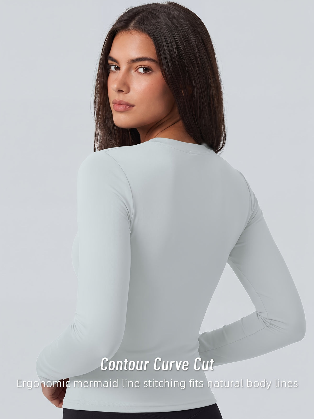 Full Length Compression Long Sleeve Top - Light Cyan