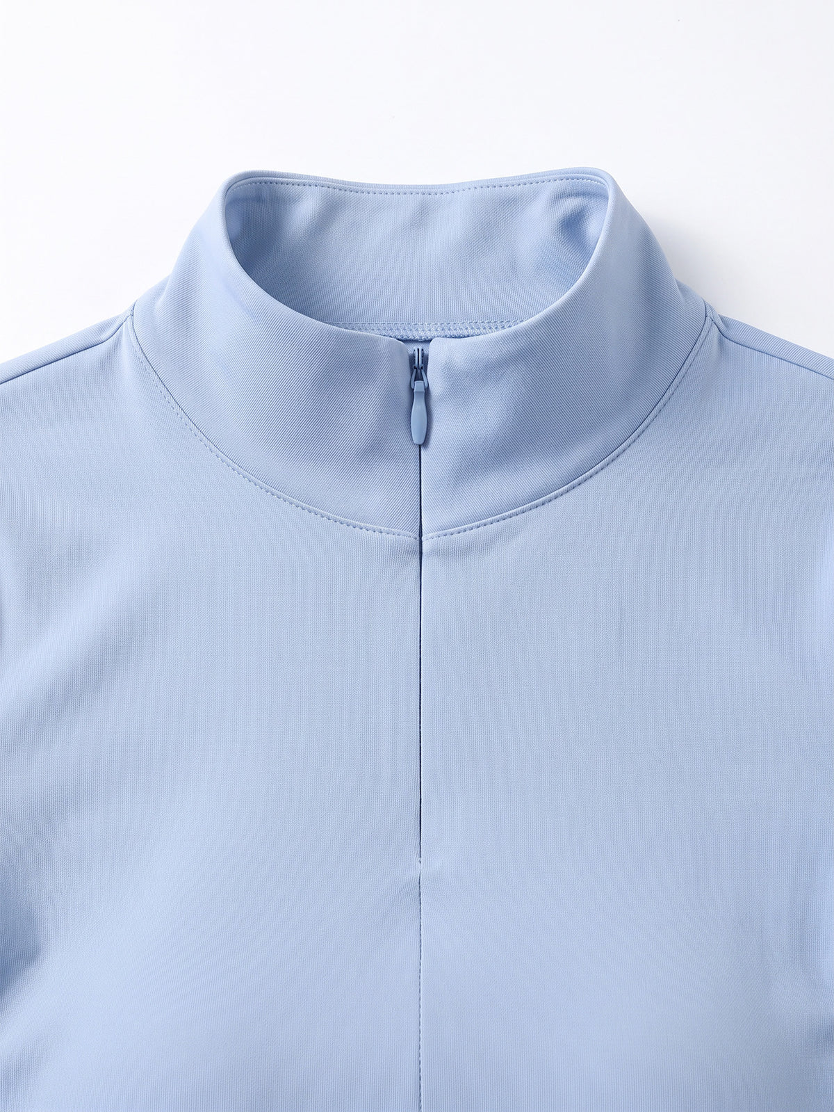 Half Zip Curved Hem Thumbhole Top - Light Blue