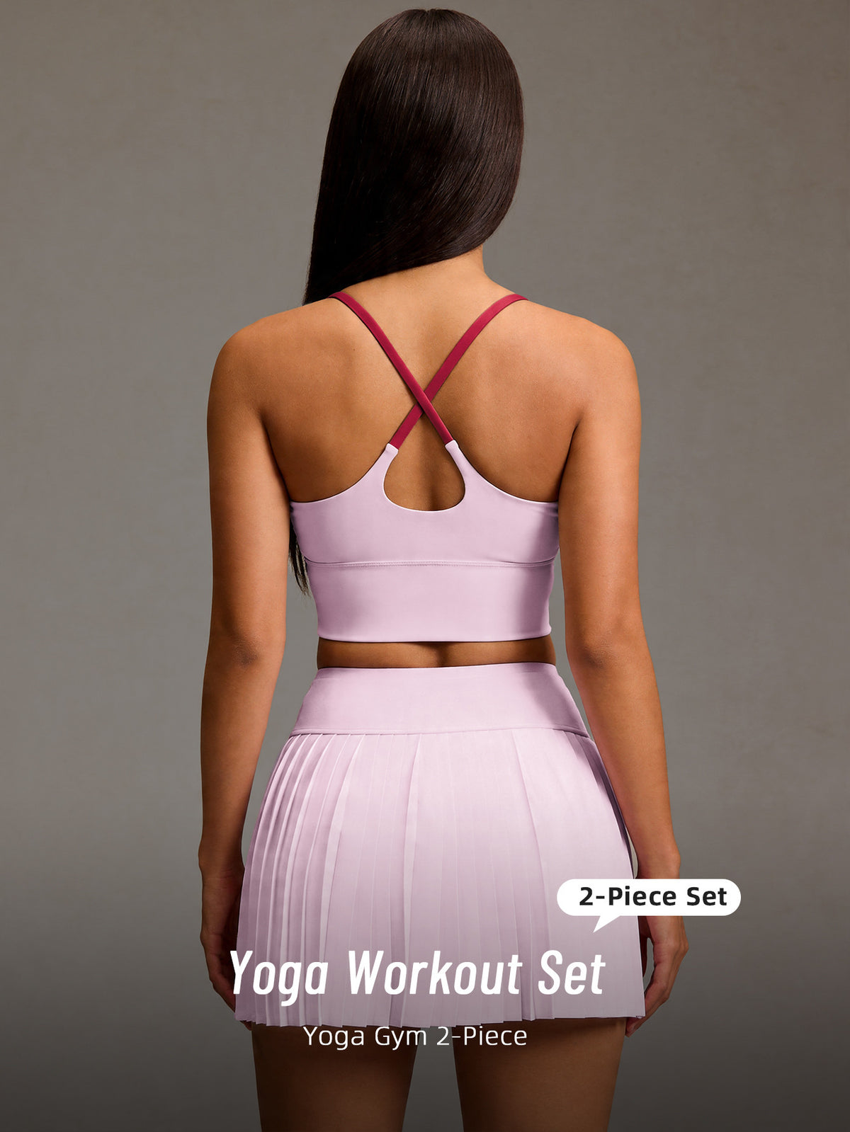 Solid Vest & Pleated Skort Set - As Shown