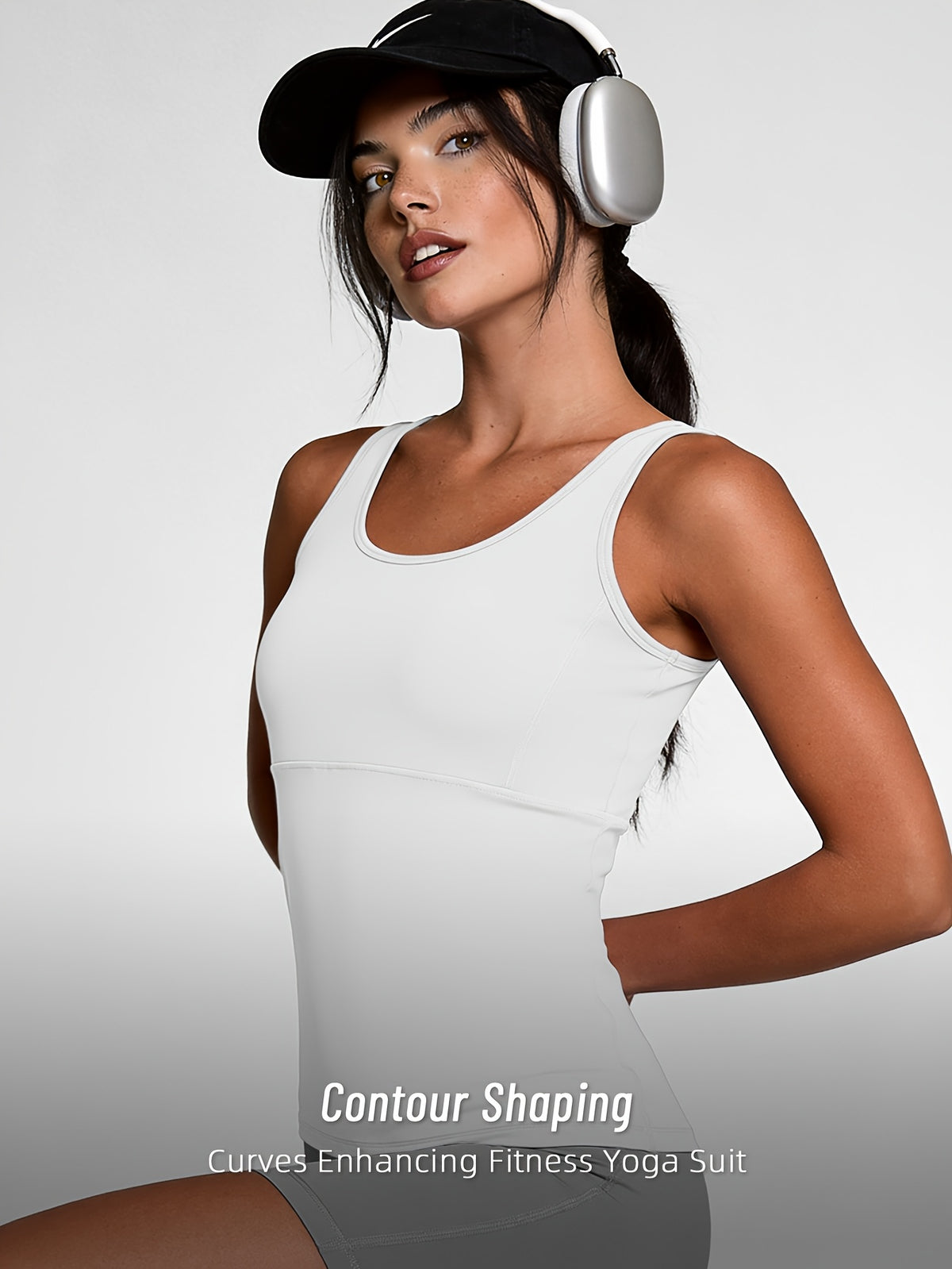 Round Neck Cutout Sports Vest - White