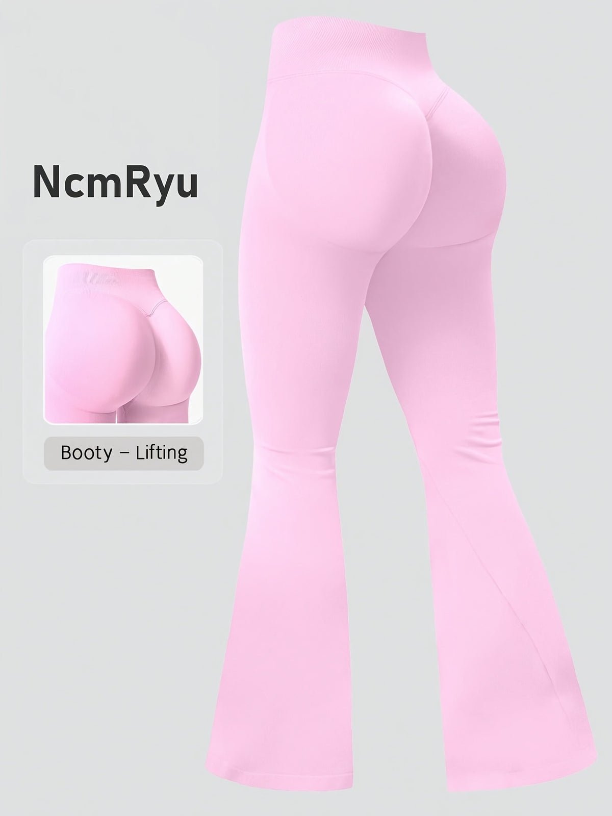 High Waist Lifting Flare Leggings - Pink