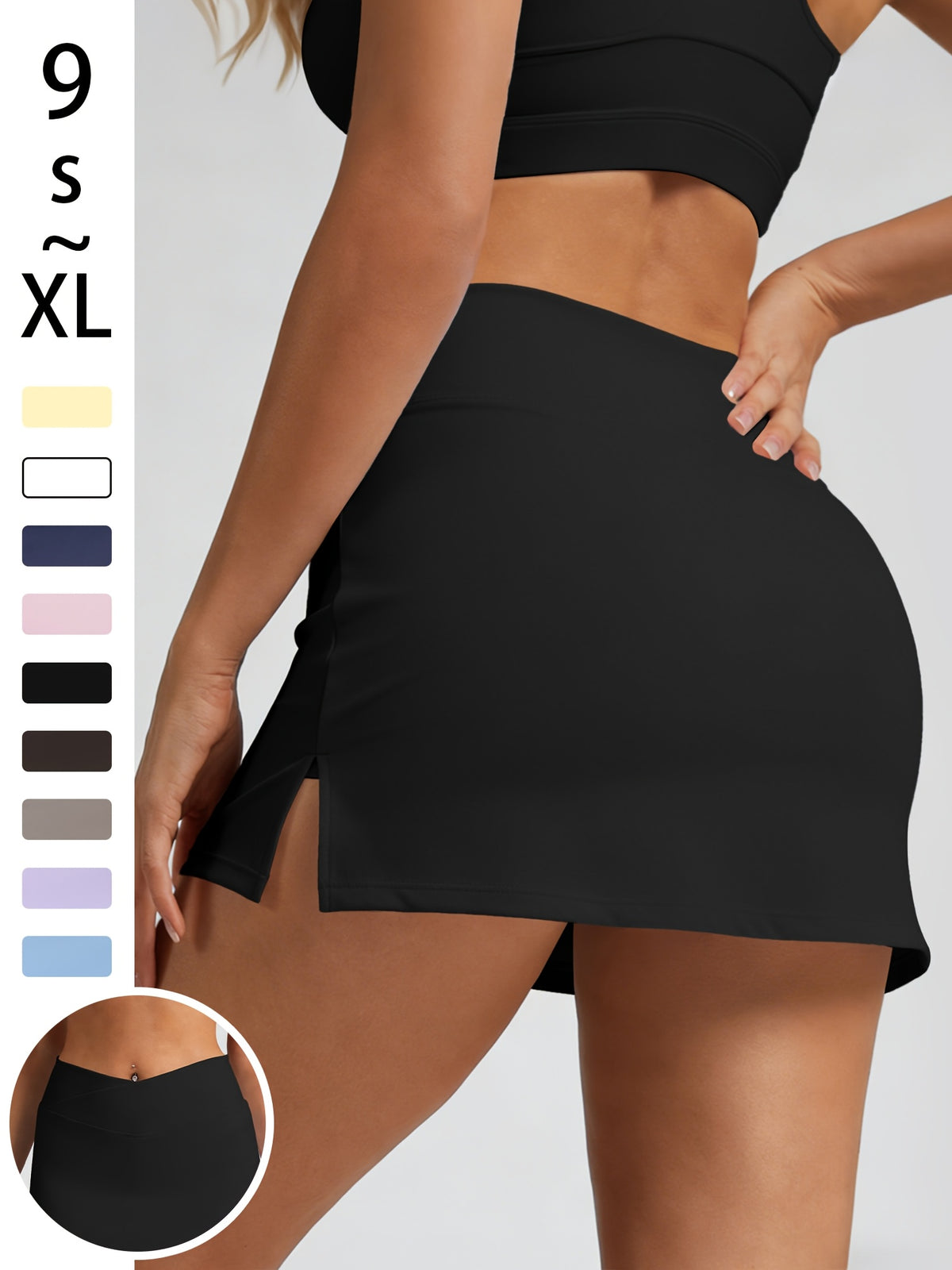 High Waist Sporty Skort - Black
