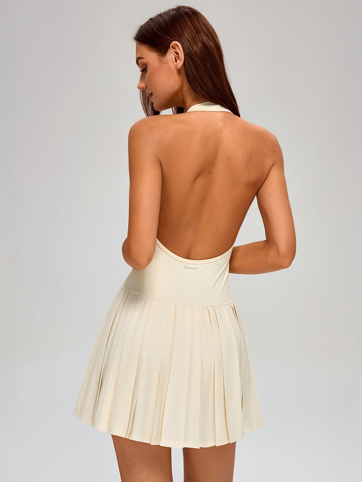 Halter Ruched Athletic Dress - Off White