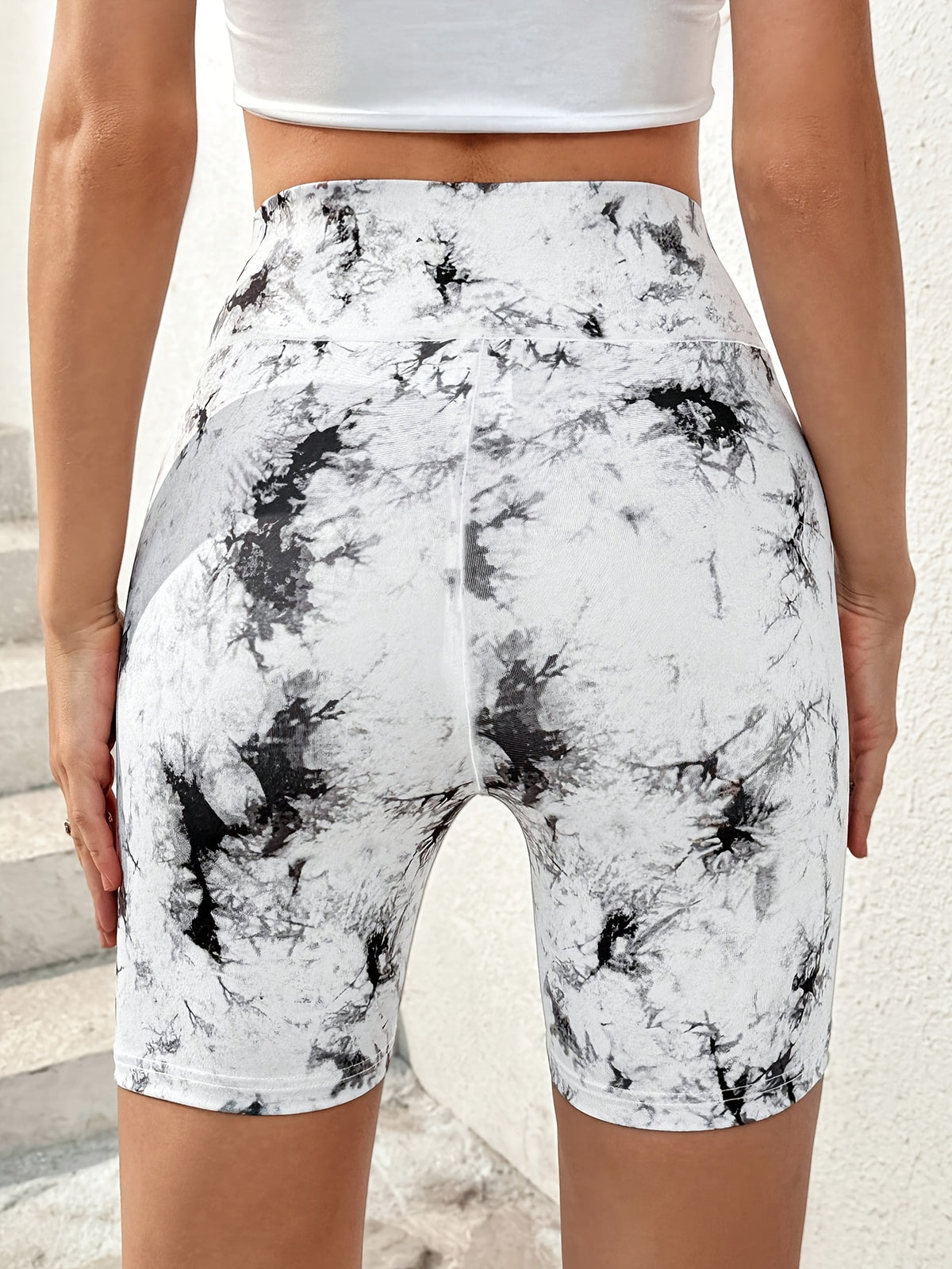 3 Pack Tie-Dye Fitted Athletic Shorts - Black, White & Blue