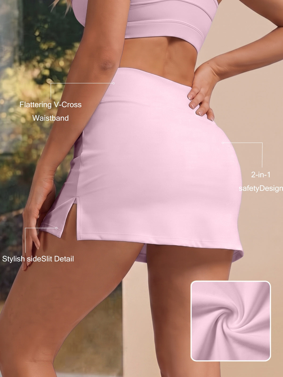 Pleated Pocket Tennis Skort - Pink
