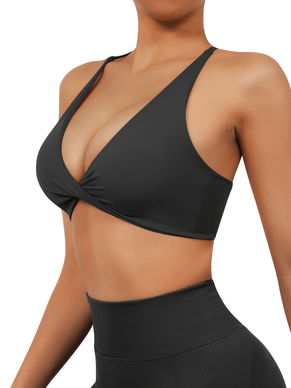2 Pack V-Neck Shockproof Sports Bras - Rose