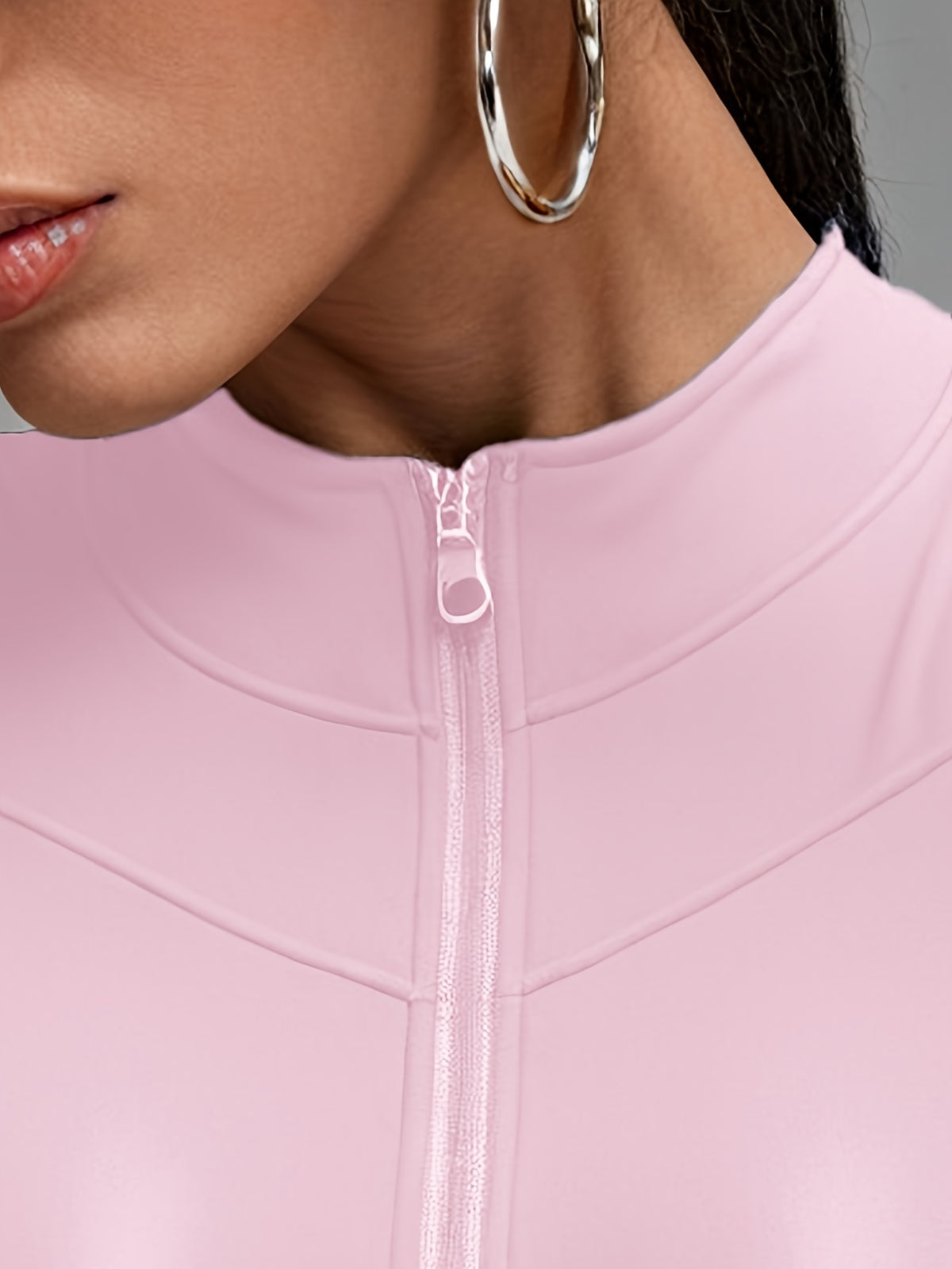 Short Sleeve Cropped Zip Jacket - Pink