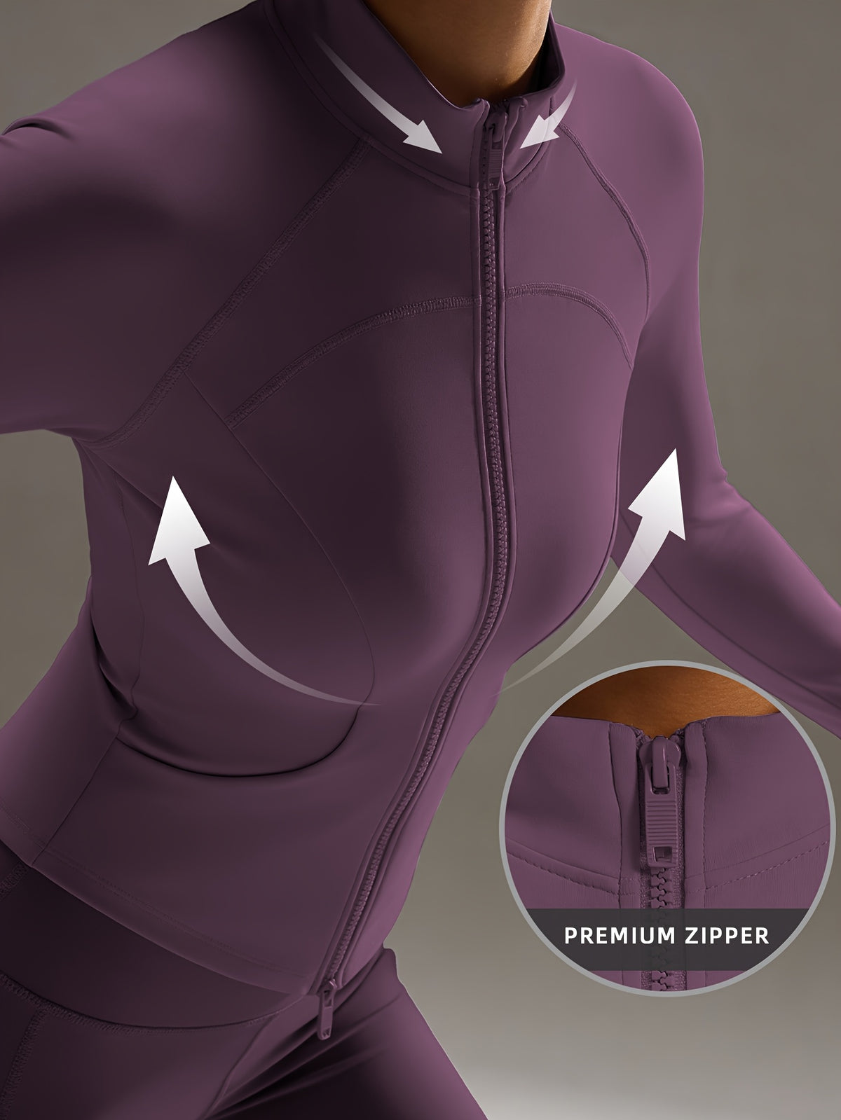 Pocket Solid Running Sports Jacket - Deep Purple