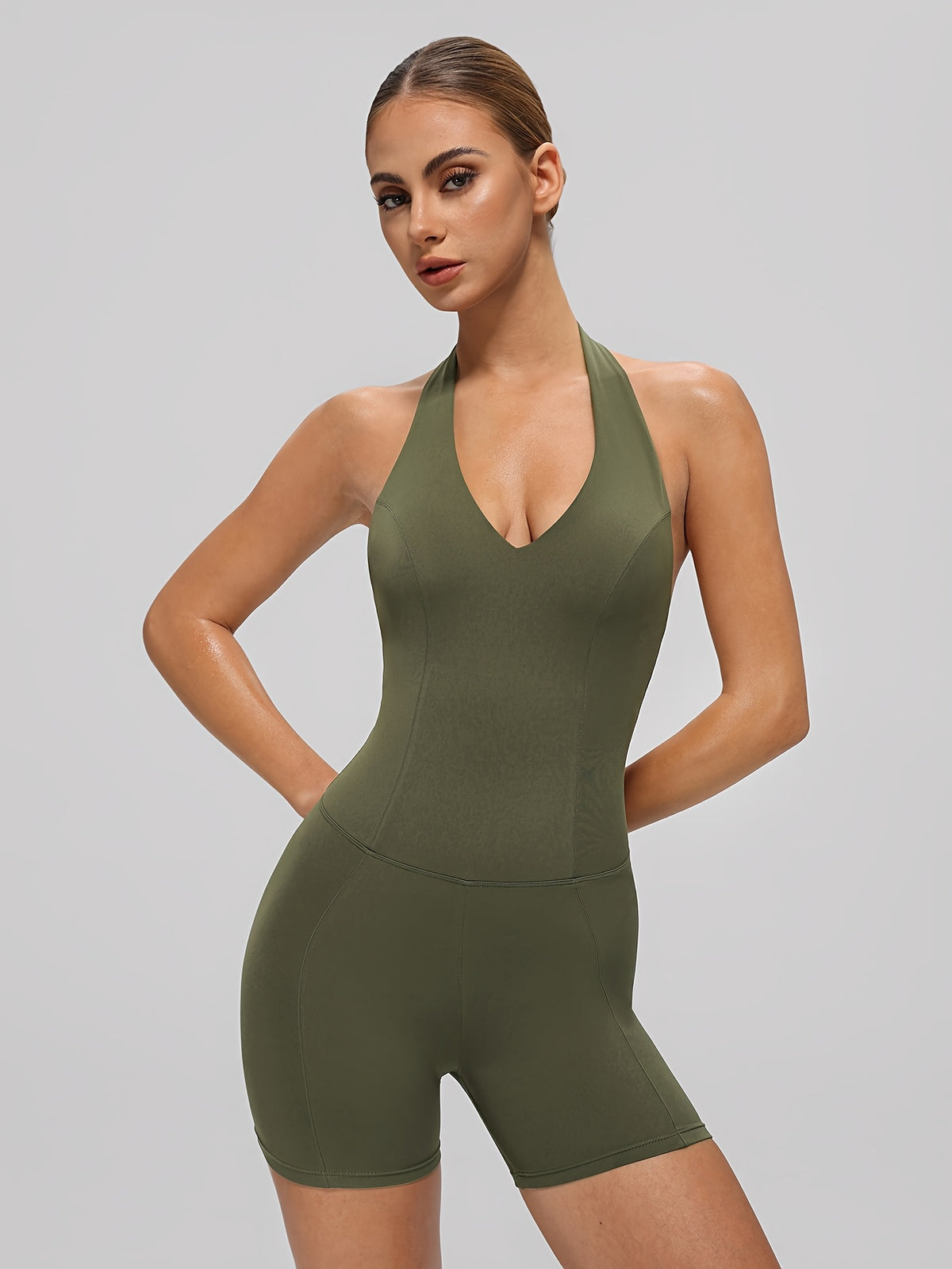 Off Shoulder Sports Bodysuit - Olive