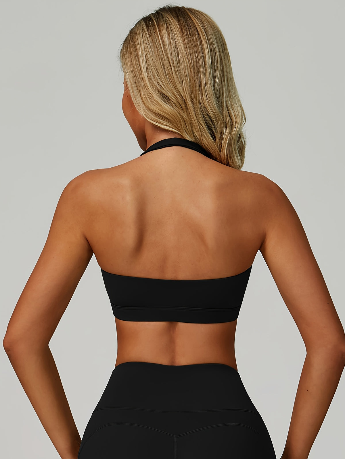 Halter Neck Sculpt Tank - Black