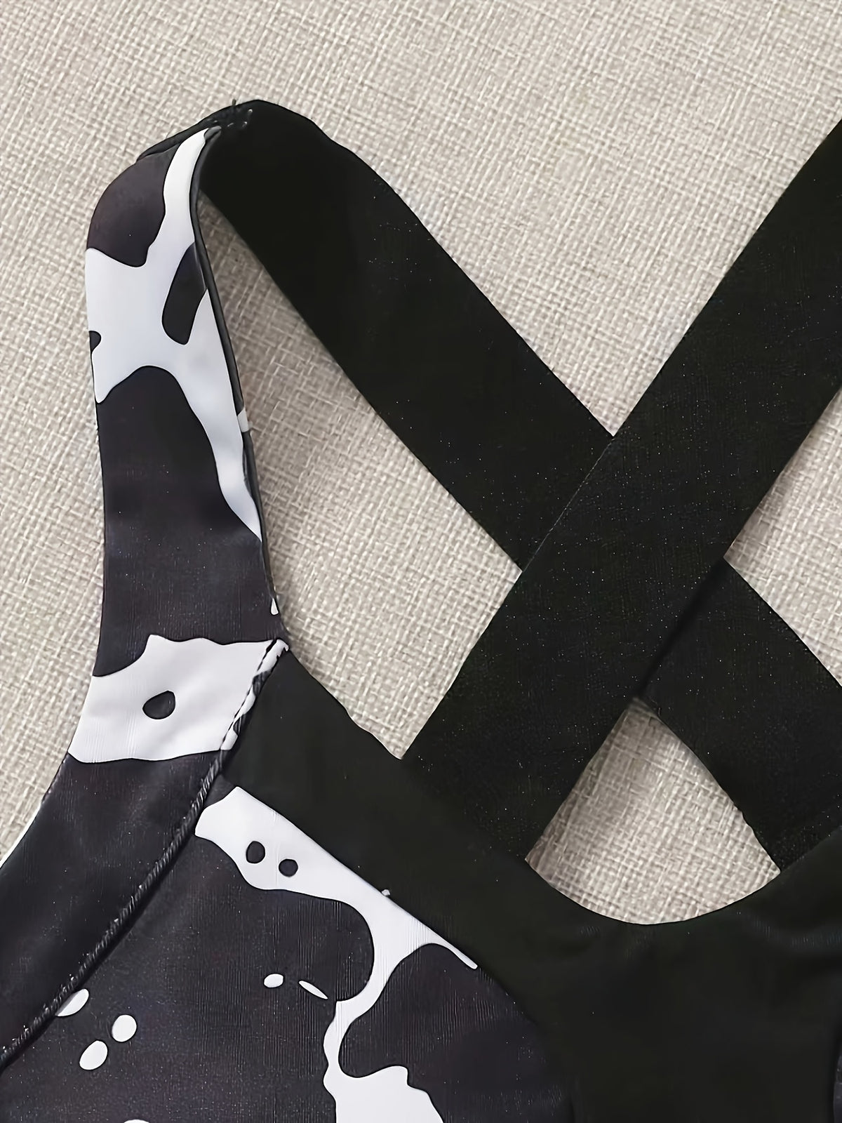 3 Piece Printed Leggings & Cut Out Tee Set - Black & White
