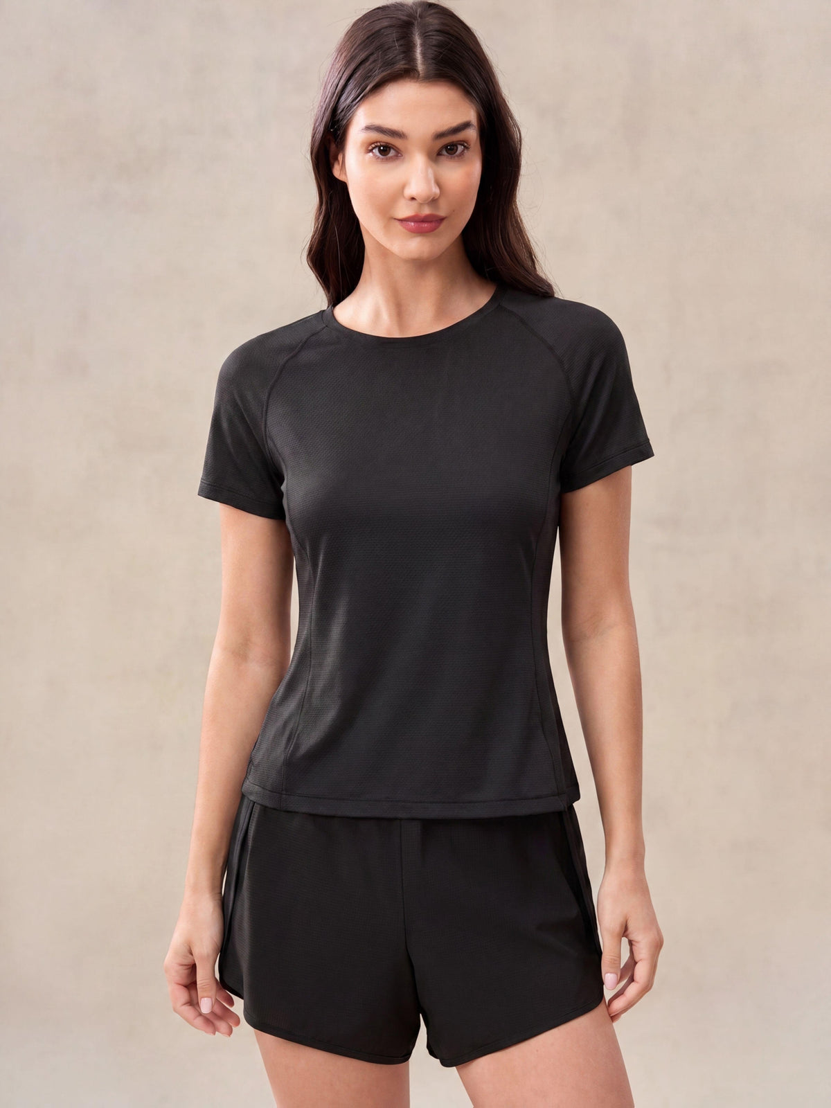 Off Shoulder Mesh Back Tee - Black
