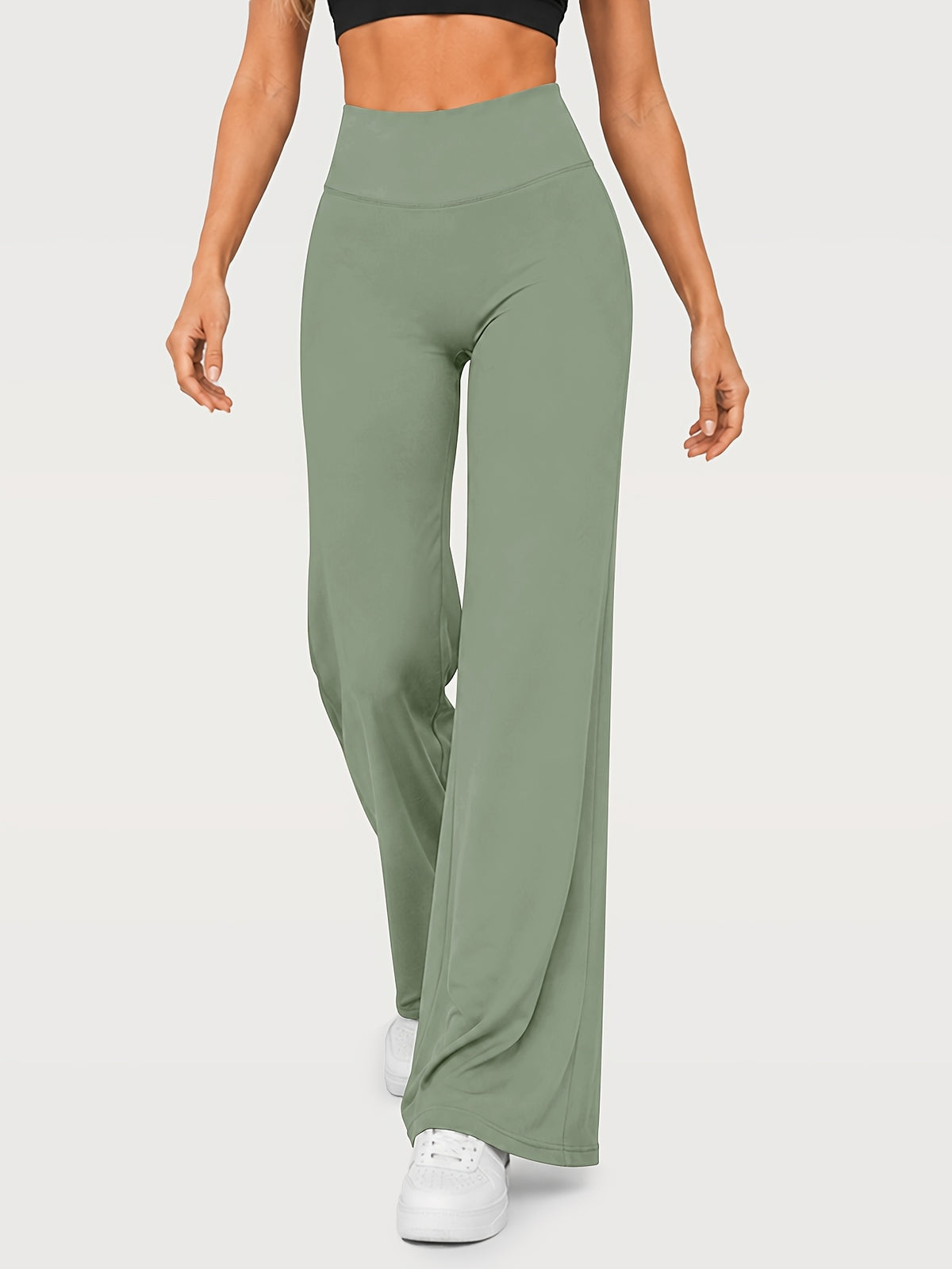 Stretch Straight Leg Yoga Pants - Sage Green