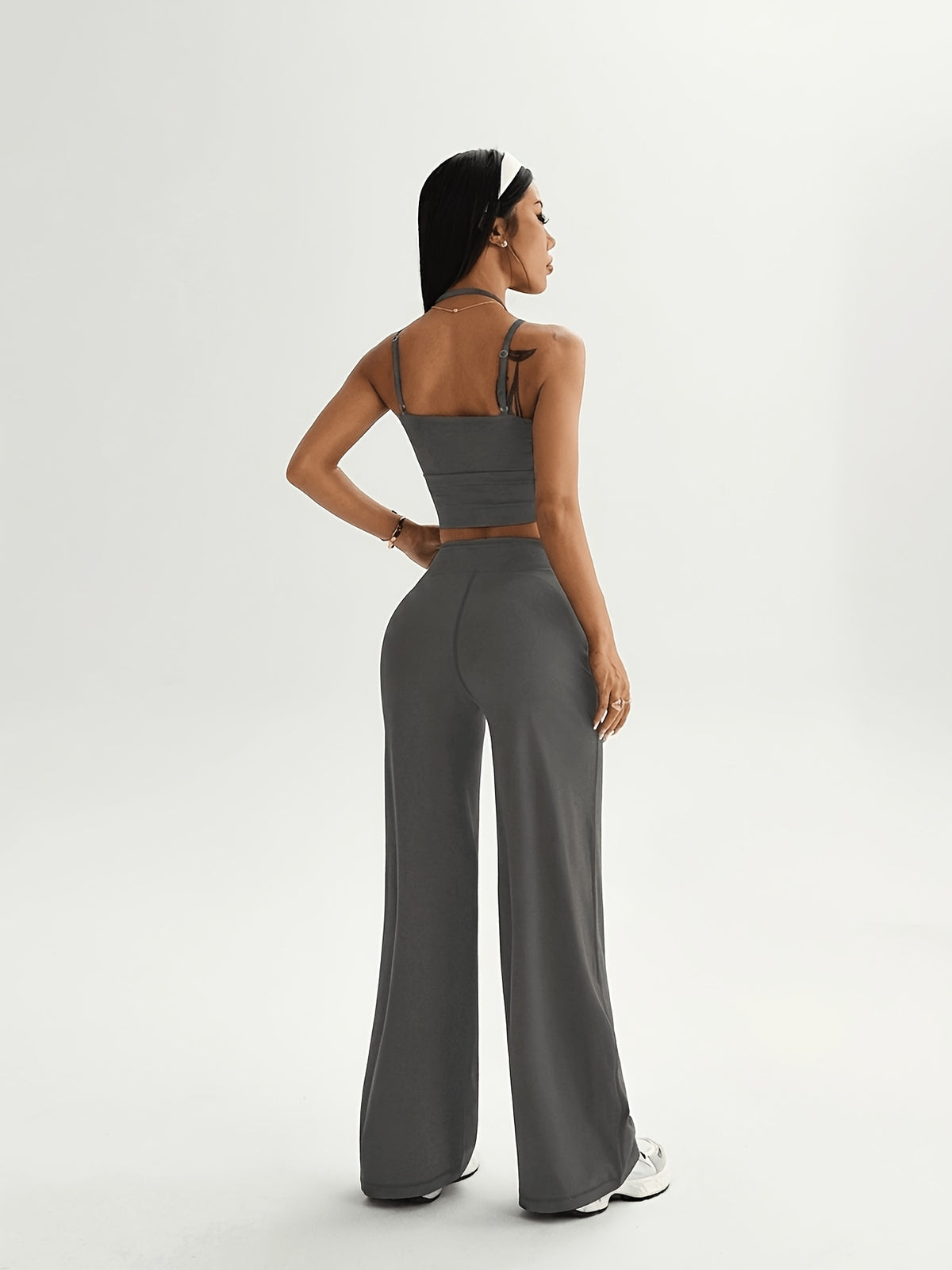 Camisole & Wide Leg Pants Set - Dark Grey