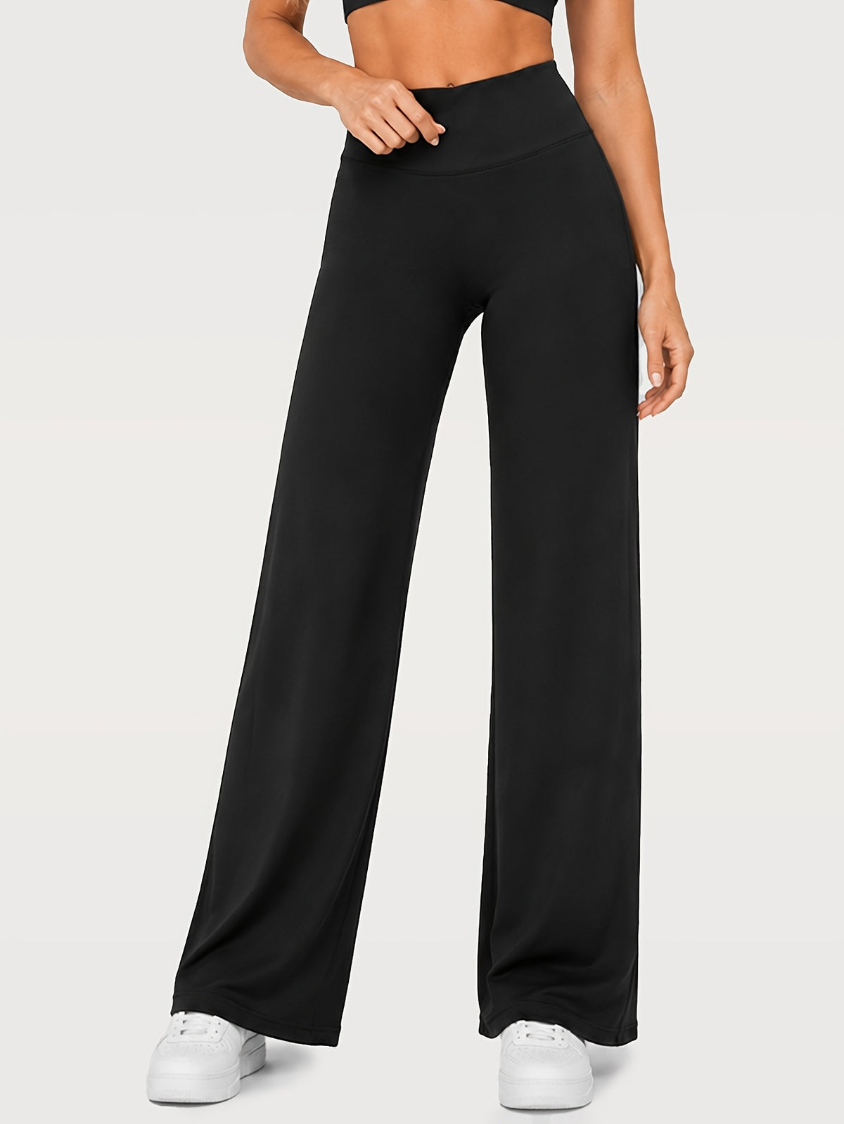 Stretch Straight Leg Yoga Pants - Black