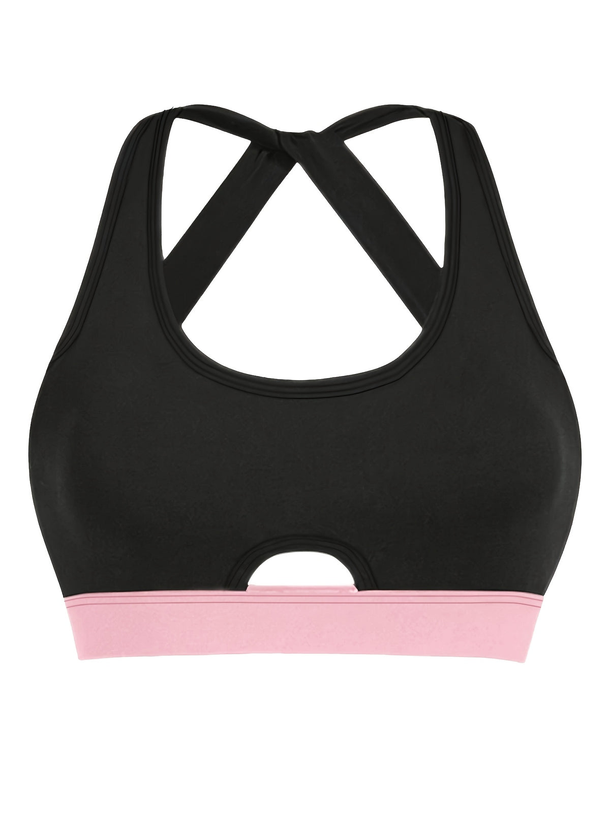 3 Piece Hooded Top, Bra & Leggings Set - Pink & Black