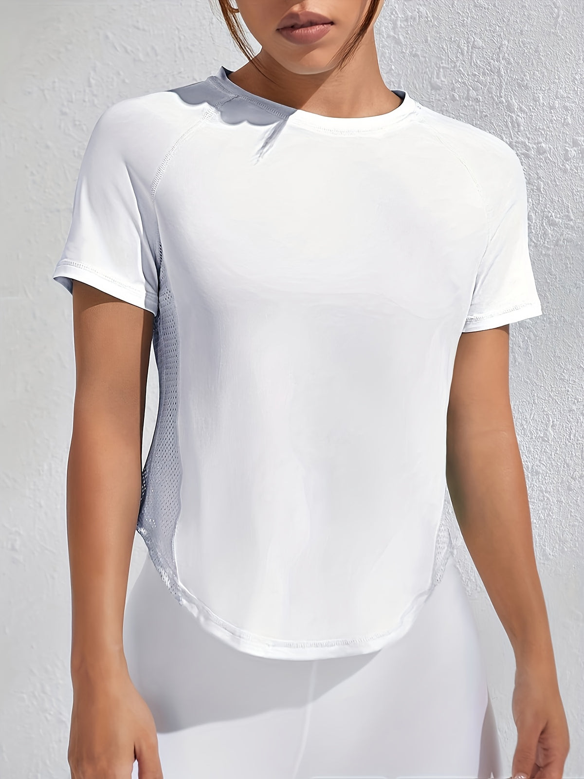 Underarm Mesh Panel Breathable Tee - White