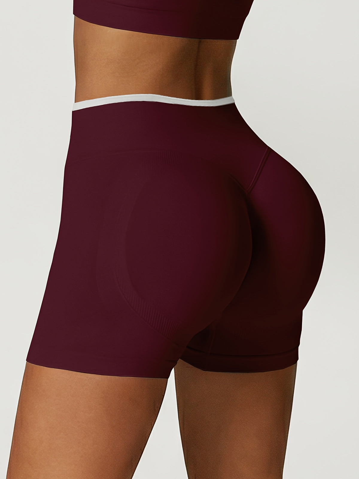 Contrast Trim Halter Bra & Shorts Set - Plum