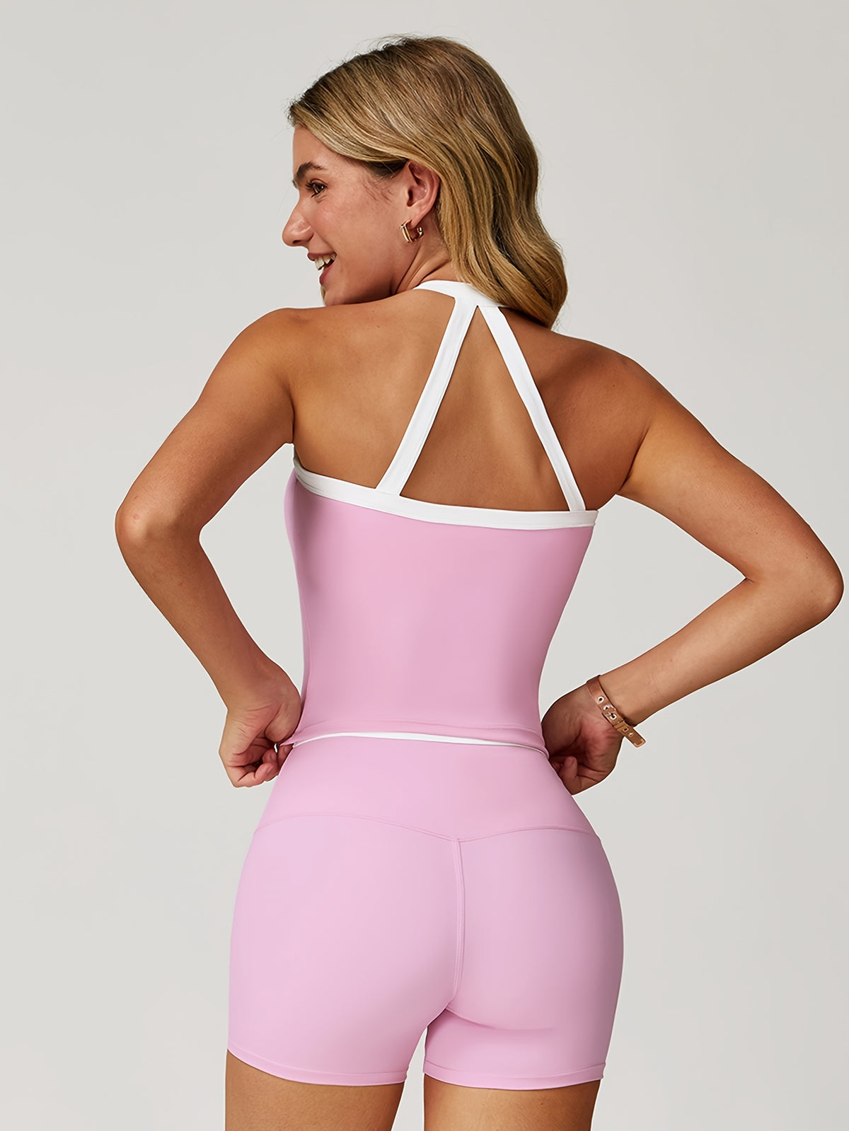 Contrast Tank & Shorts Set - Pink Red