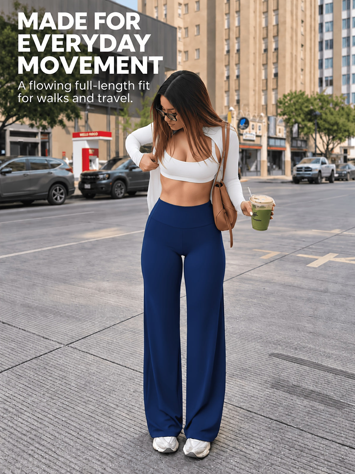 High Stretch Wide Leg Tummy Pants - Navy
