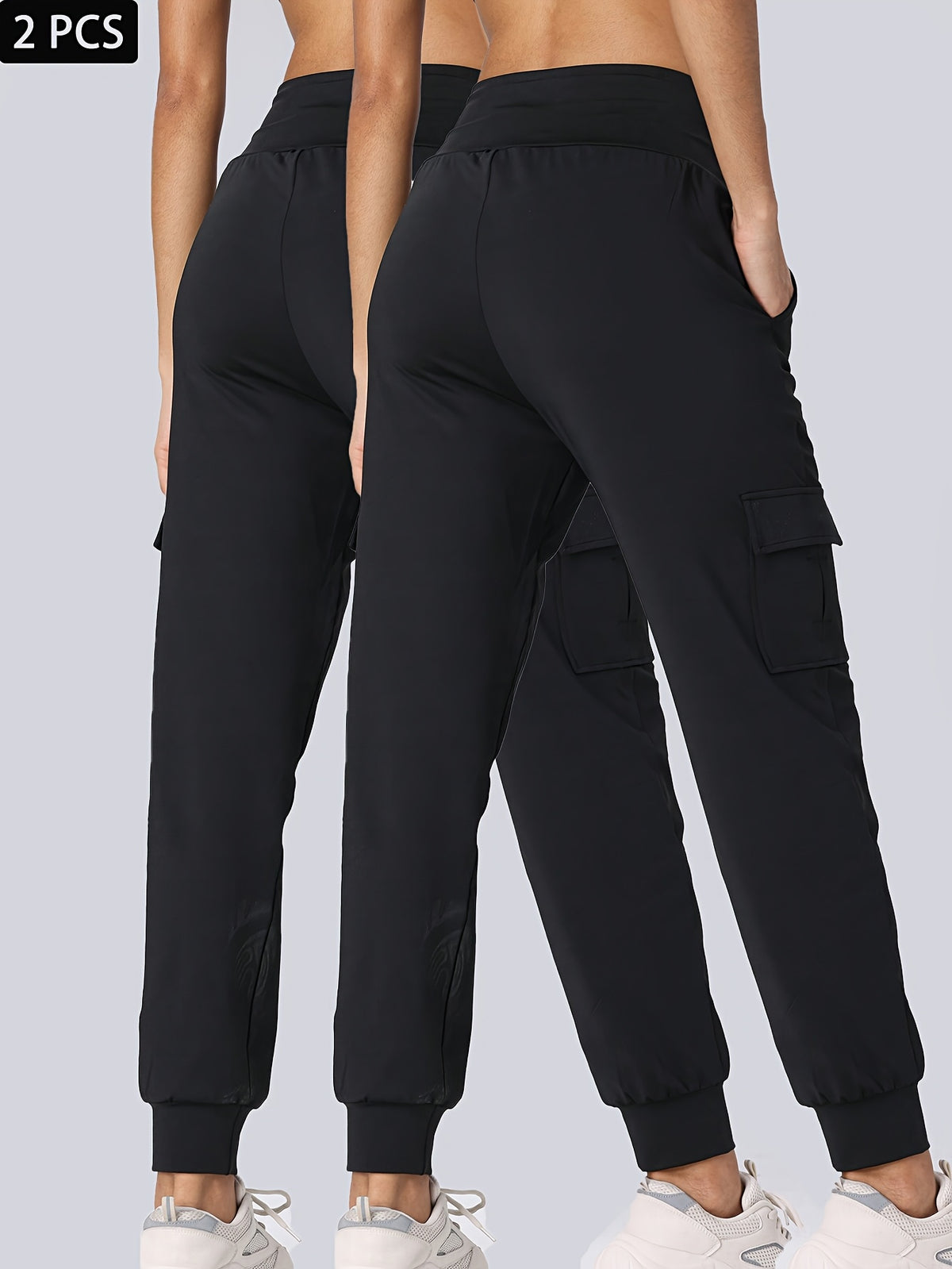 2 Pack Cargo Joggers With 4 Pockets - Black