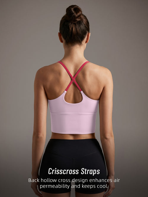 2 Pack Color Block Padded Tank Tops - Purple & Pink