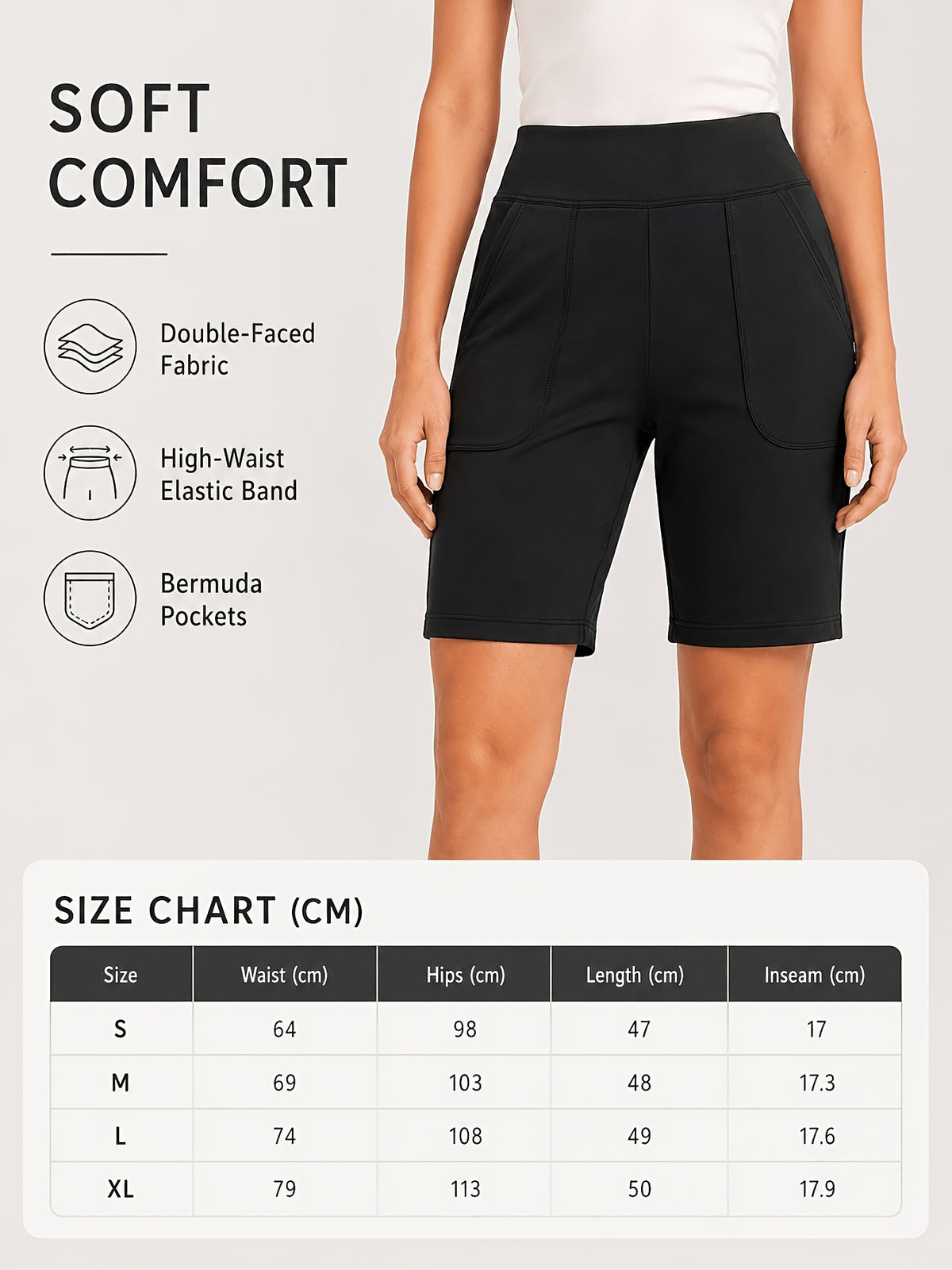 Longline Bermuda Pocket Shorts - Black