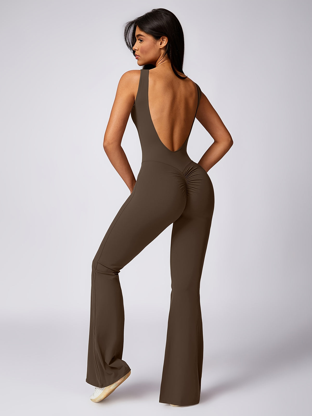 Sleeveless Yoga Bodysuit - Coffee