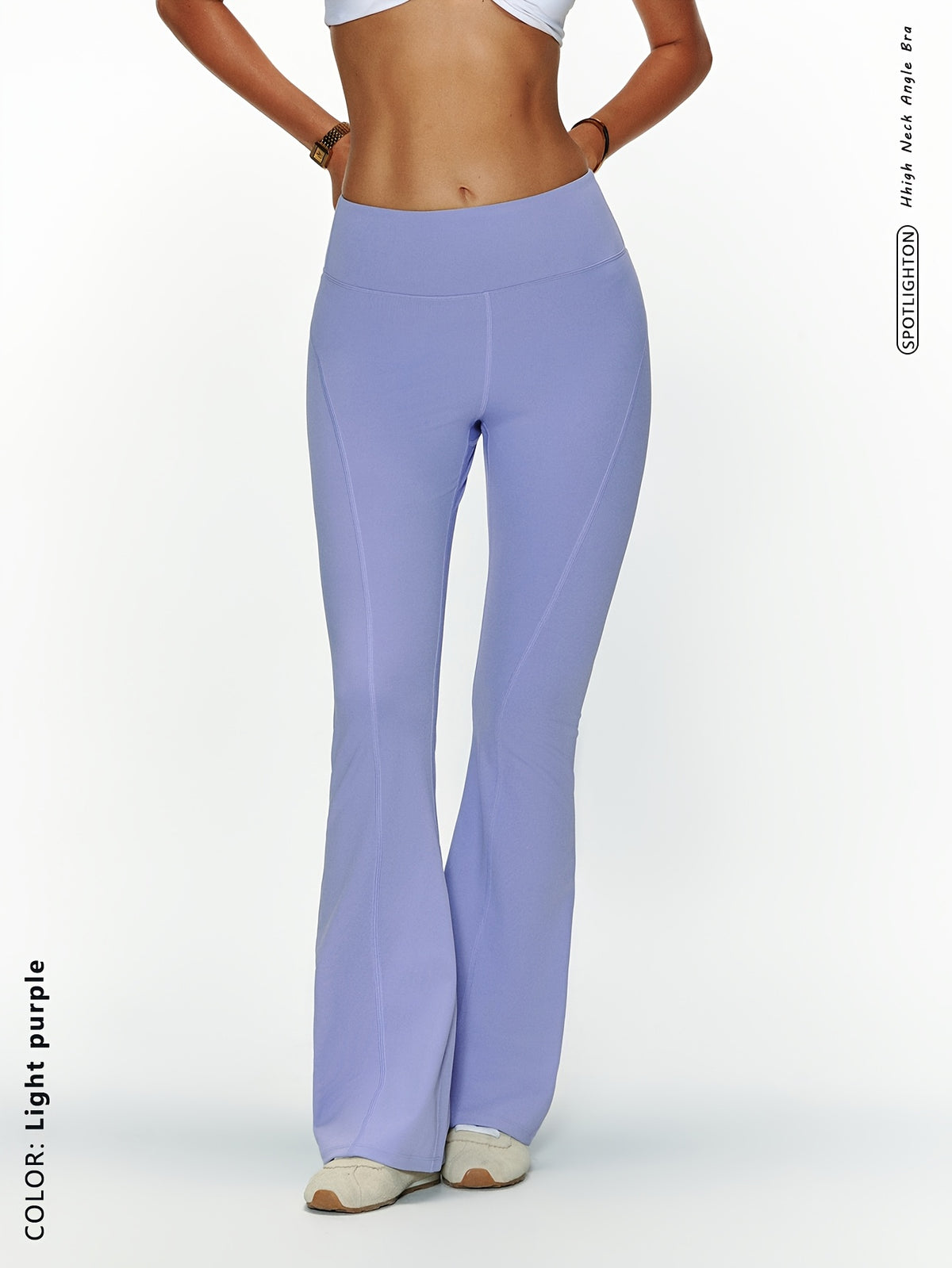 Wide Waistband Flare Pants - Lavender