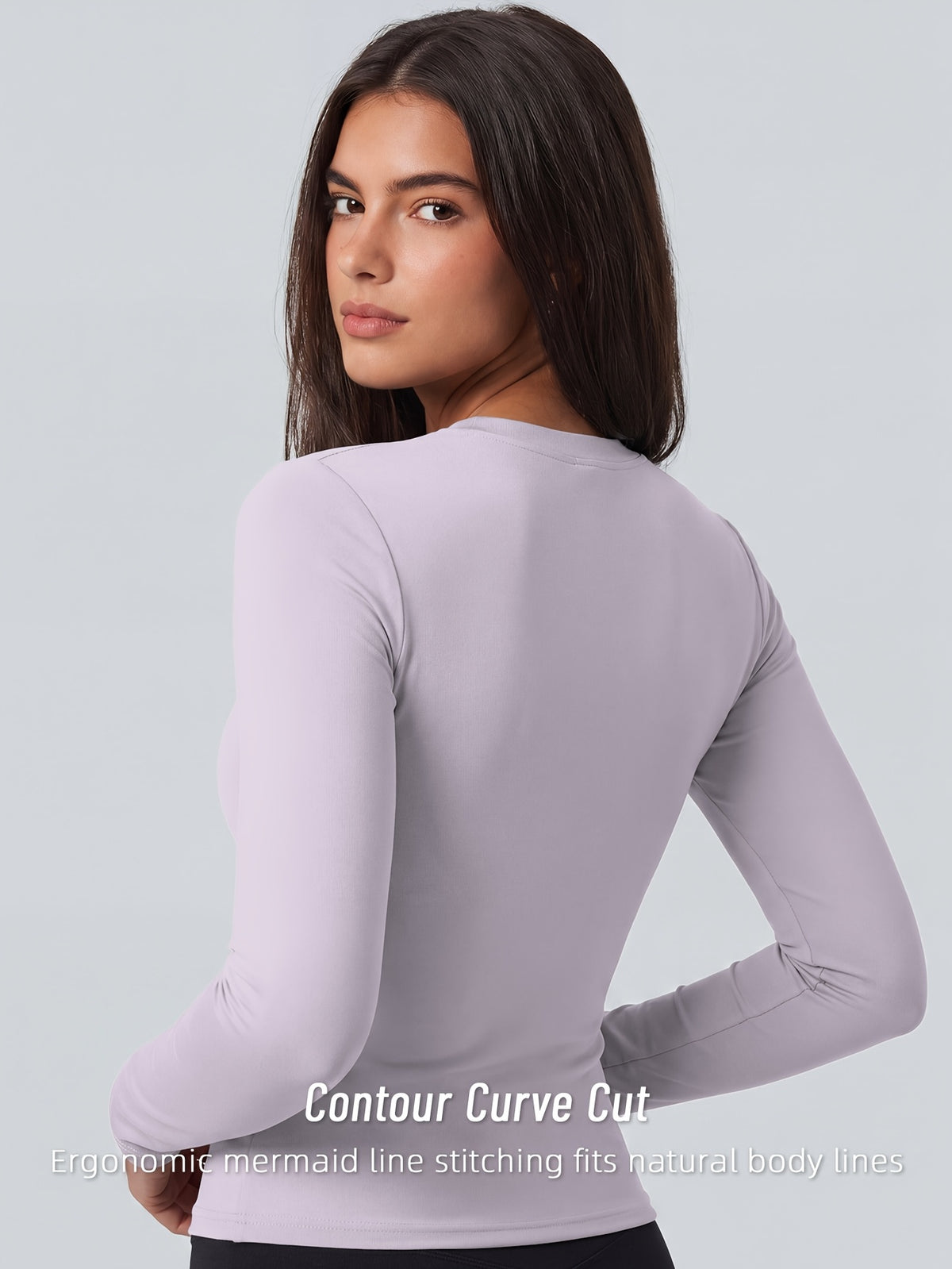 Full Length Compression Long Sleeve Top - Light Purple