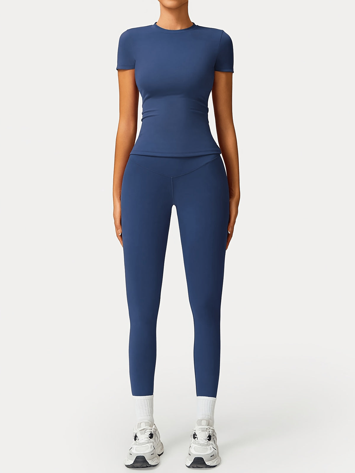 Y Seam Tee & Leggings Set - Blue