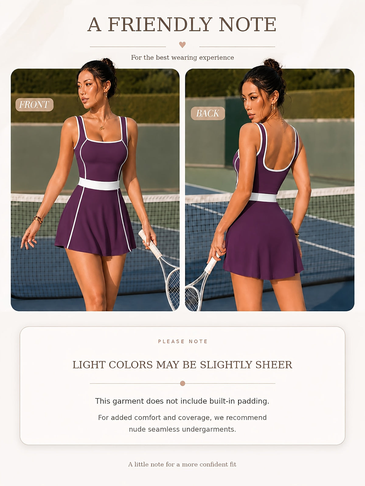 Square Neck Tennis Dress - Deep Purple