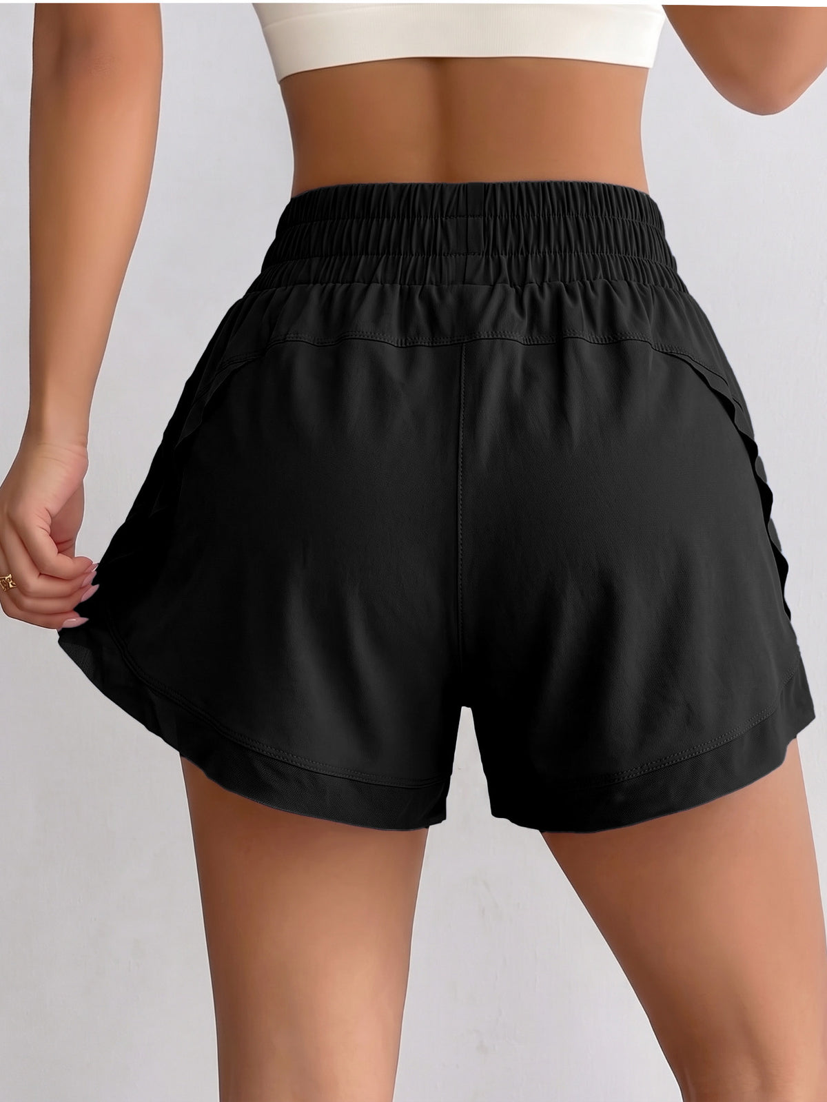 Asymmetric Mesh Tennis Skort - Black
