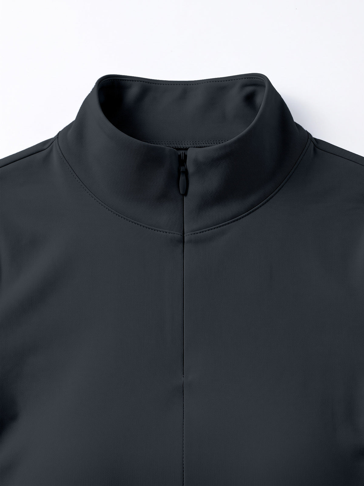 Half Zip Curved Hem Thumbhole Top - Dark Gray